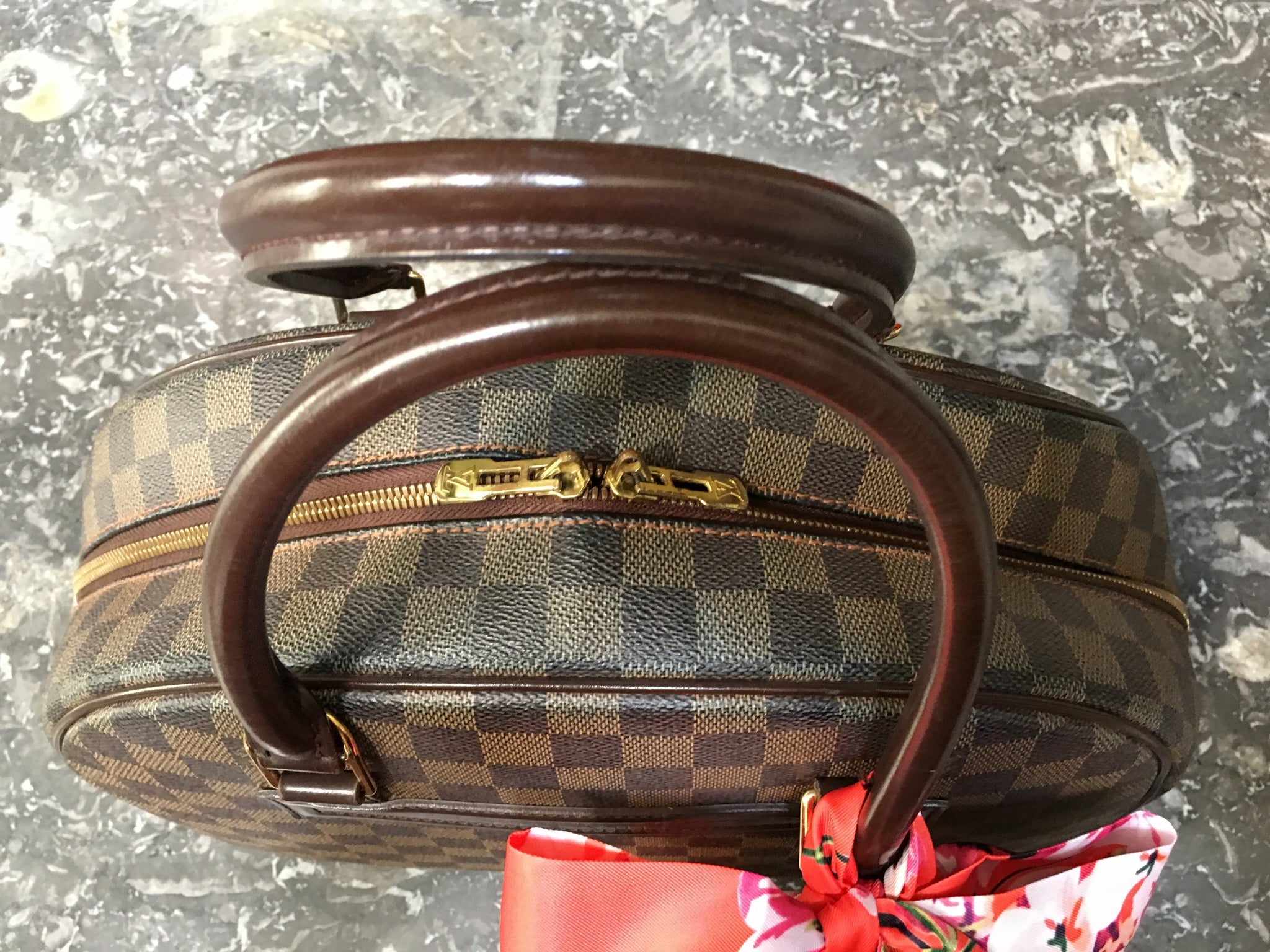 LOUIS VUITTON Damier Ebene Nolita Bag + FREE Twilly Scarf