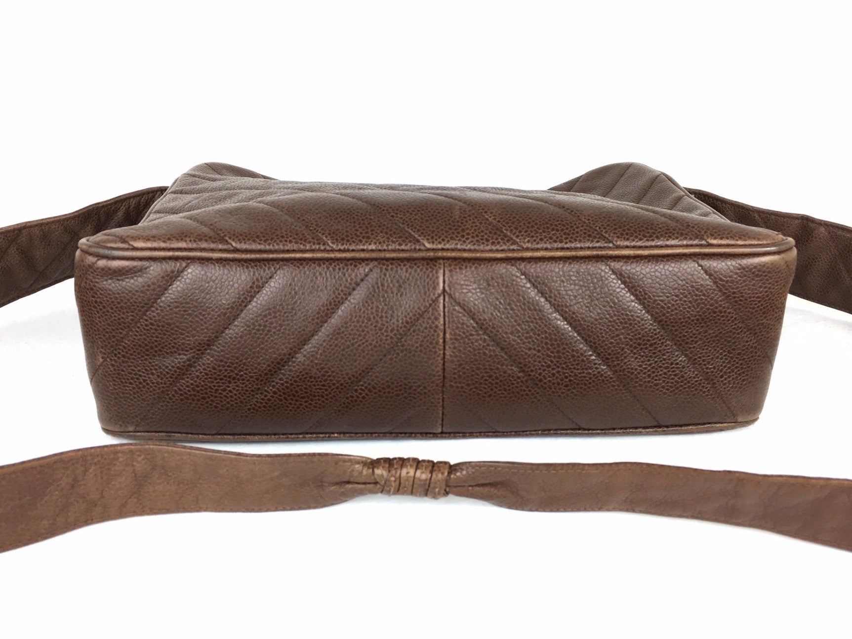 CHANEL Brown Caviar Leather Crossbody
