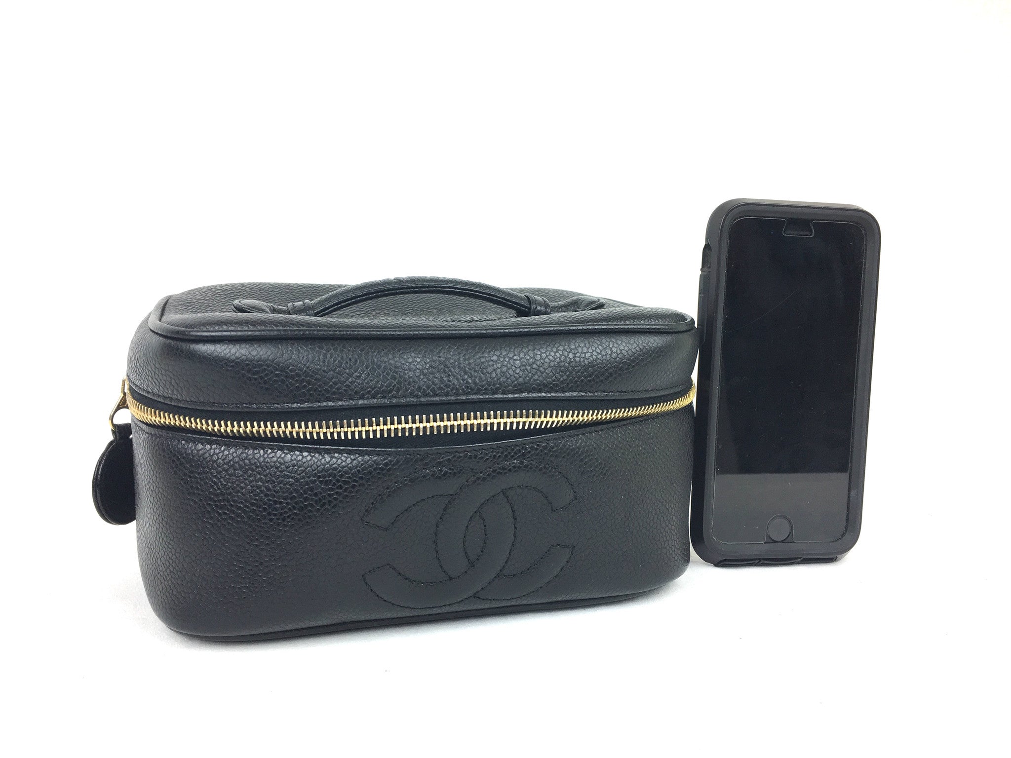 CHANEL Black Makeup Case (Caviar Leather)