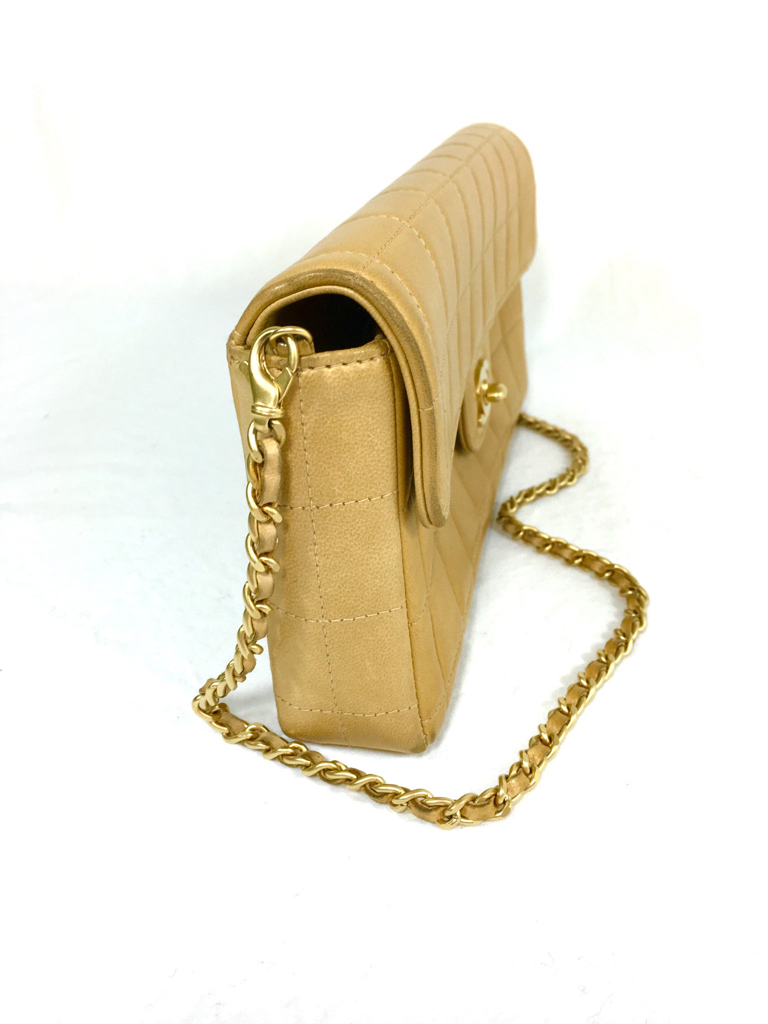 CHANEL Camel Lambskin Chocolate Bar Evening Bag