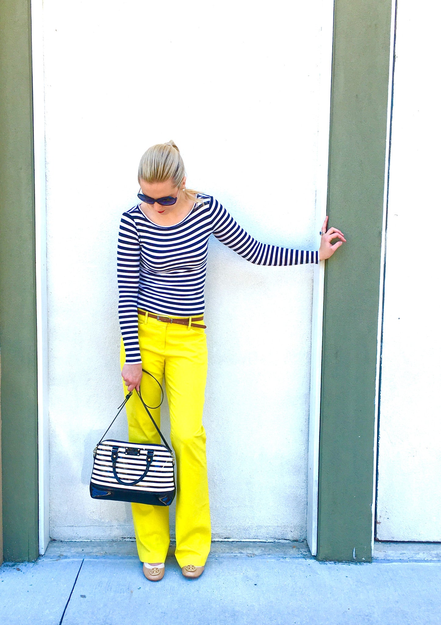 KATE SPADE Striped Satchel Handbag
