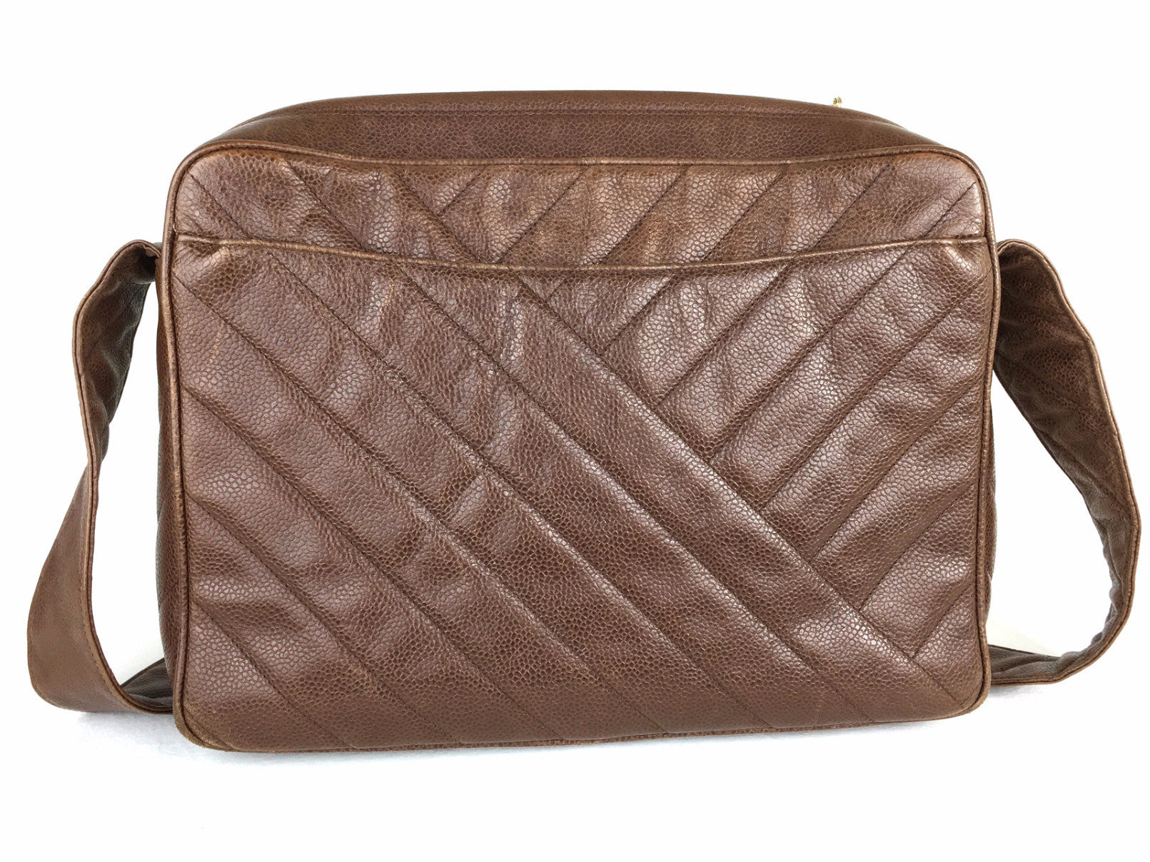 CHANEL Brown Caviar Leather Crossbody