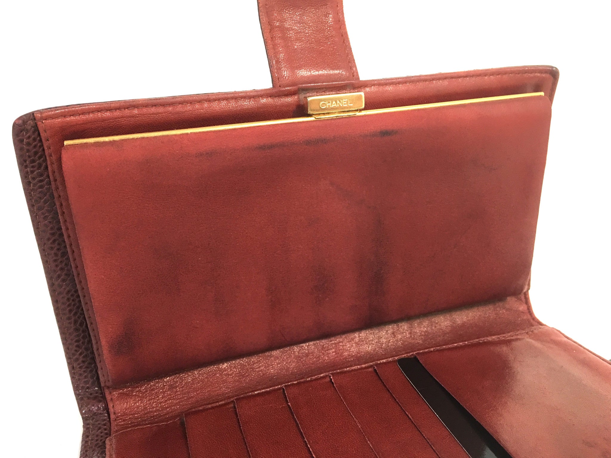 CHANEL Long Wallet Bordeaux/Burgundy Leather