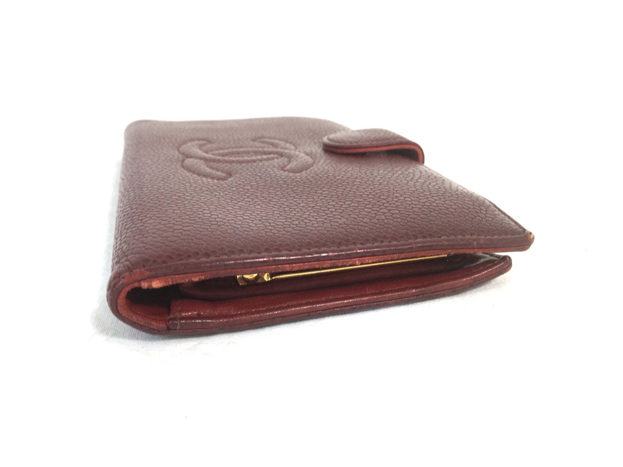 CHANEL Long Wallet Bordeaux/Burgundy Leather