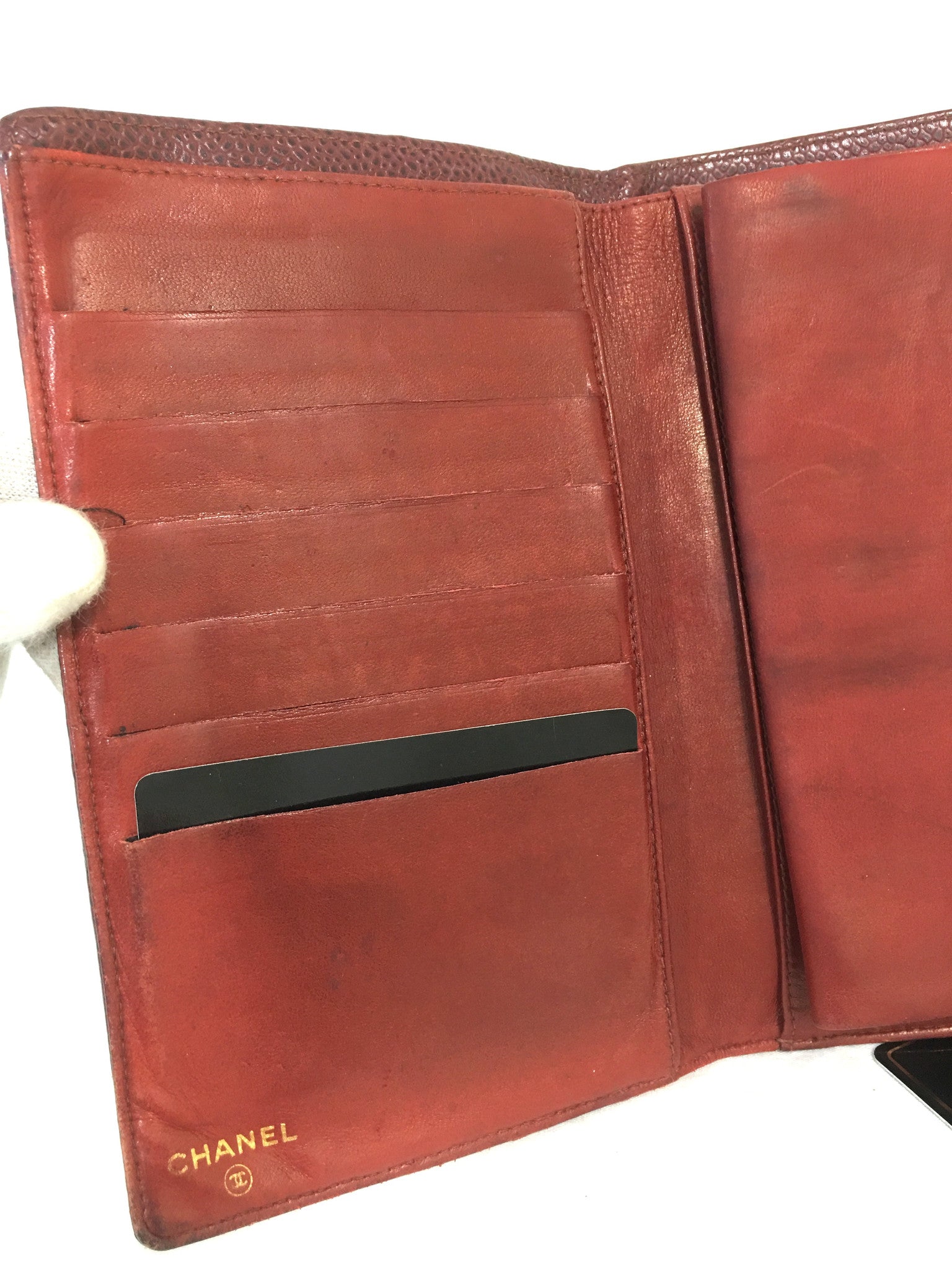 CHANEL Long Wallet Bordeaux/Burgundy Leather