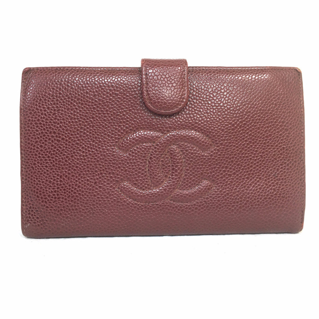 CHANEL Long Wallet Bordeaux/Burgundy Leather
