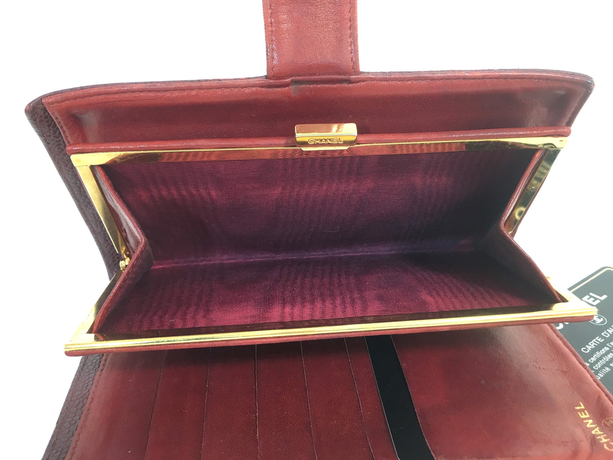CHANEL Long Wallet Bordeaux/Burgundy Leather