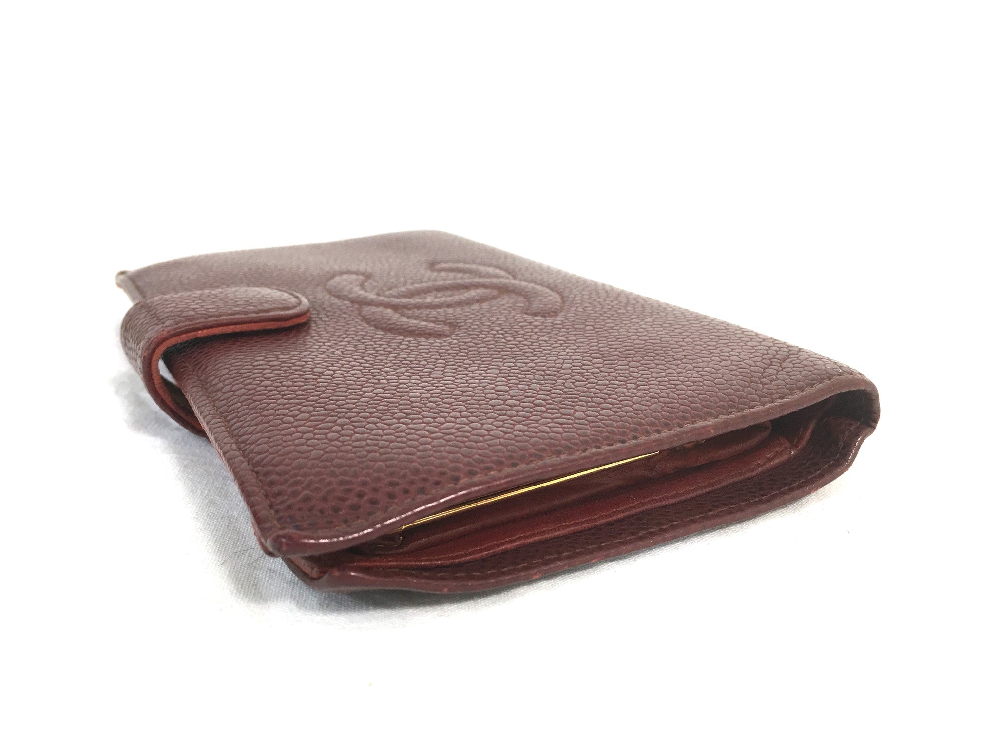 CHANEL Long Wallet Bordeaux/Burgundy Leather