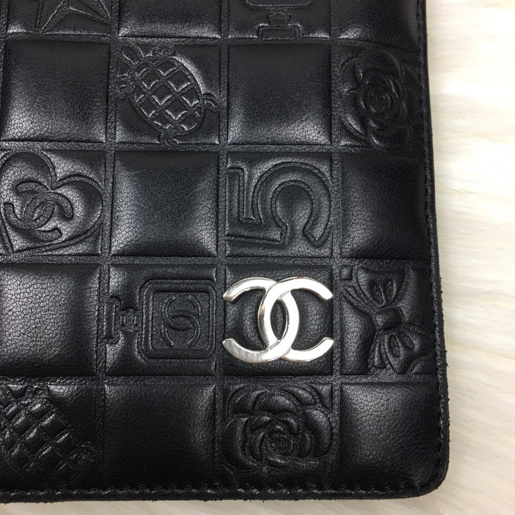 CHANEL Embossed Black Wallet