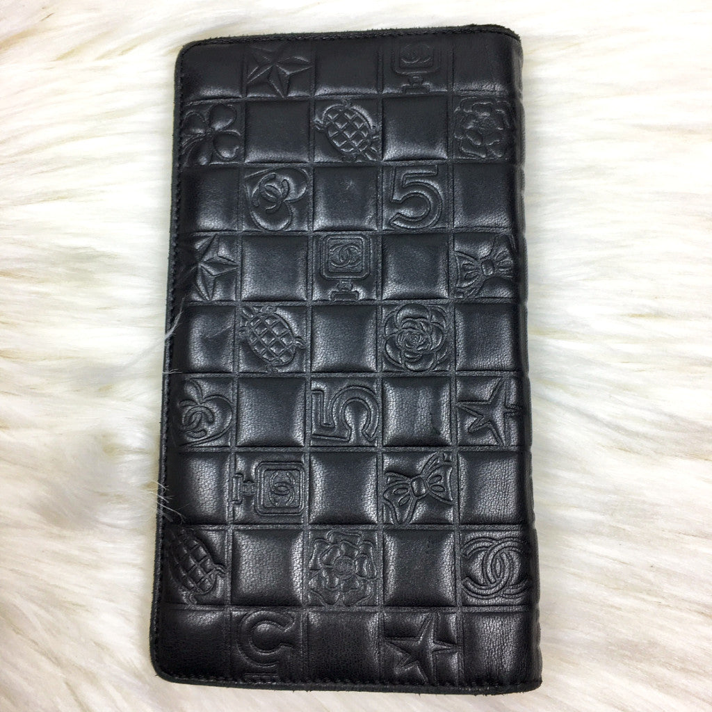 CHANEL Embossed Black Wallet