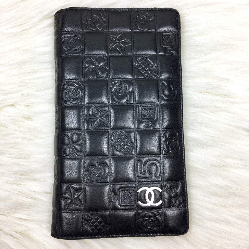 CHANEL Embossed Black Wallet