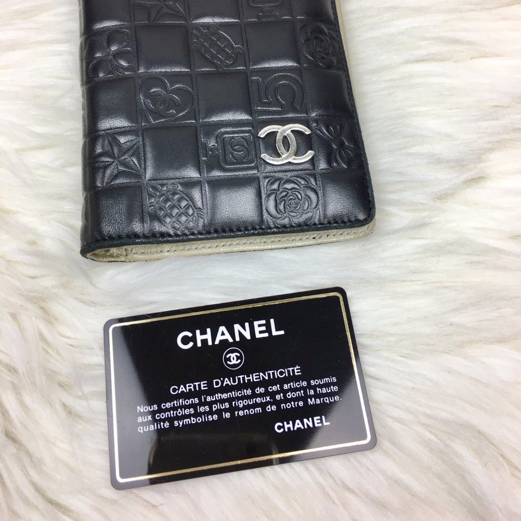 CHANEL Embossed Black Wallet