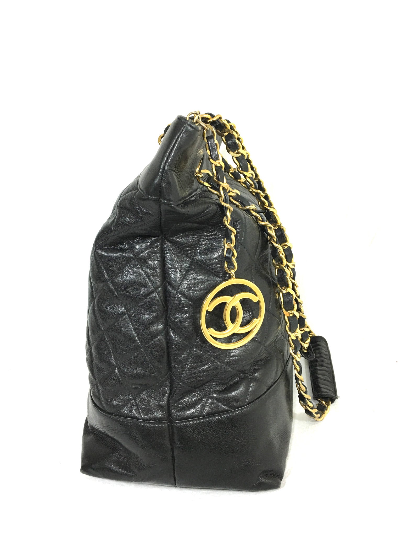 CHANEL Black Quilted CC Charm XL Shoulder Bag