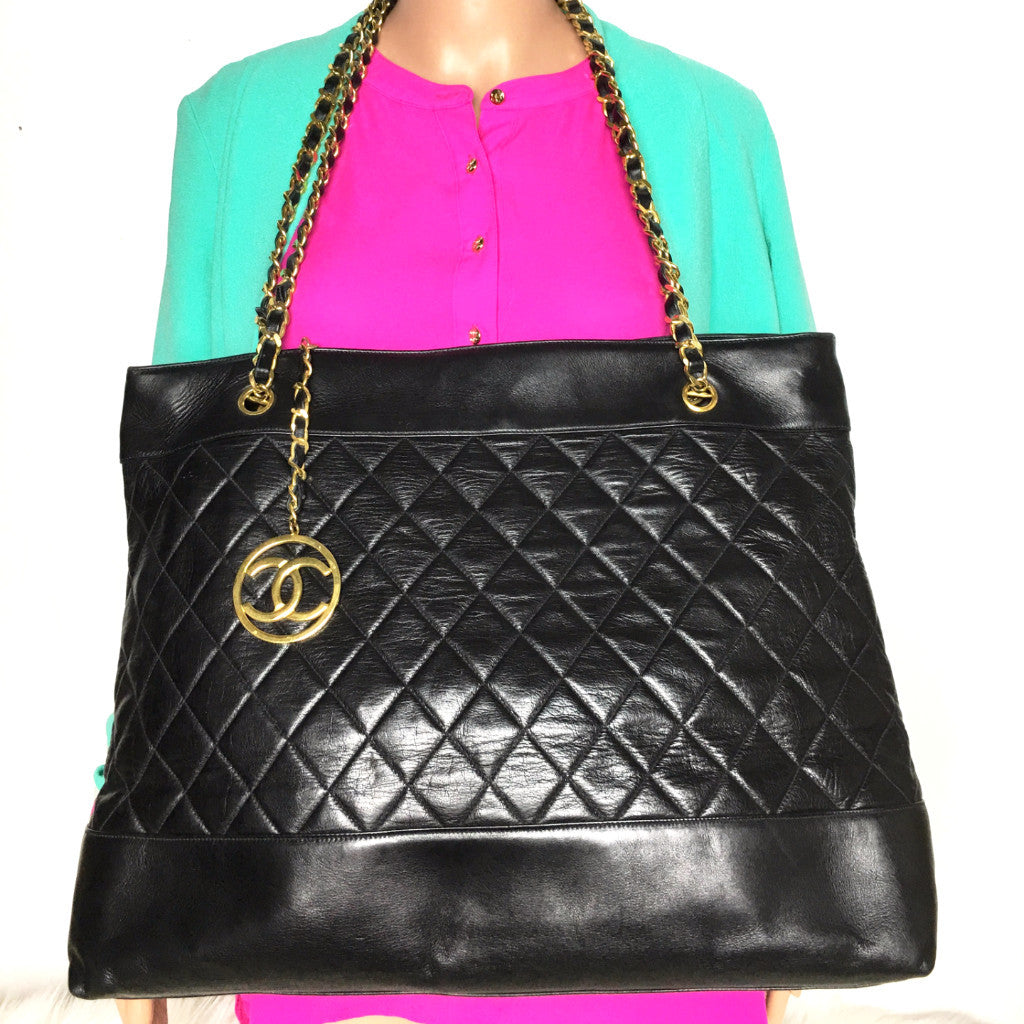 CHANEL Black Quilted CC Charm XL Shoulder Bag