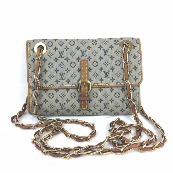 Louis Vuitton Blue Mini Lin Monogram Camille Messenger Bag - Yoogi's Closet