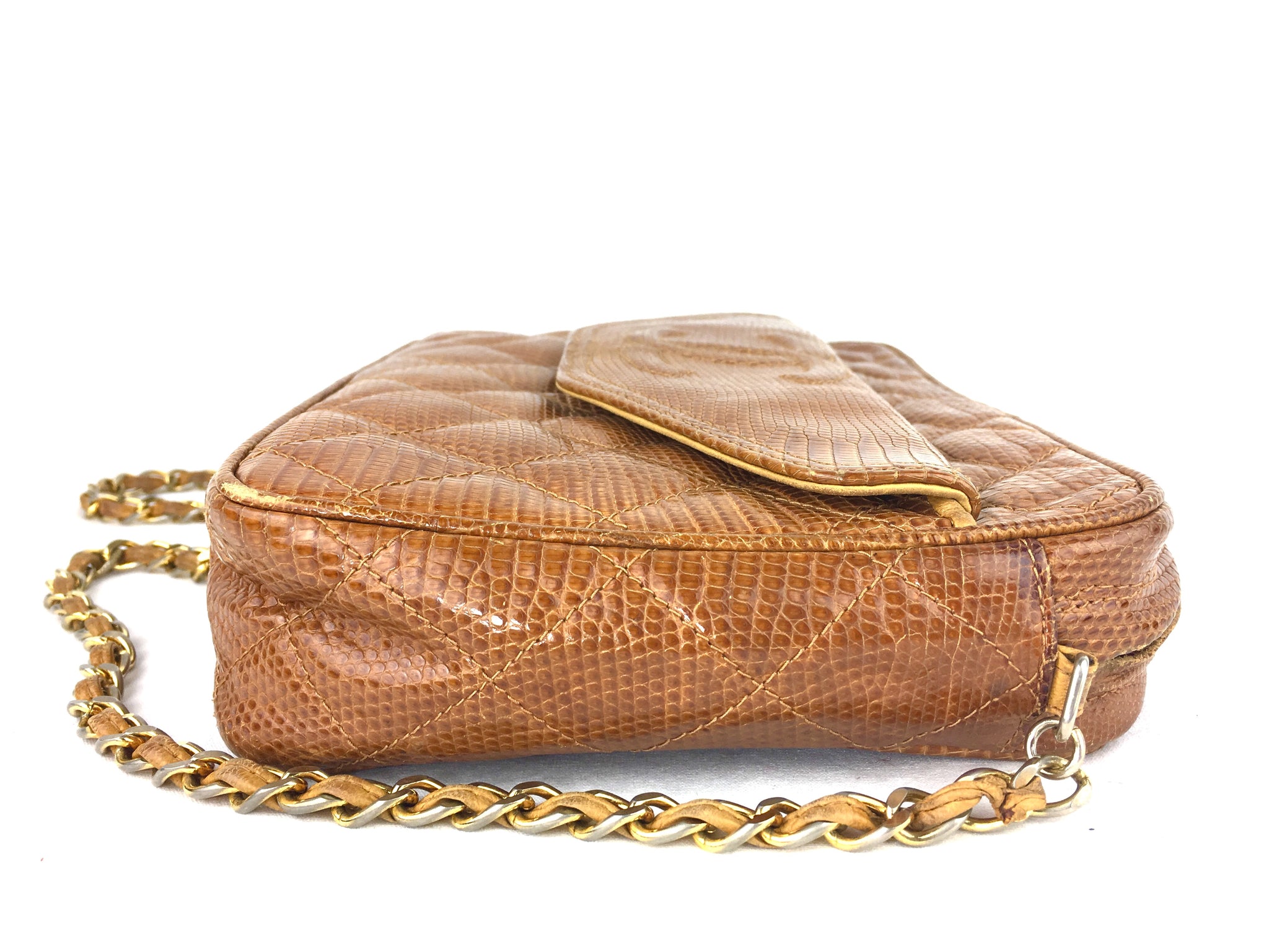 CHANEL Lizard Leather Crossbody Tassel Bag