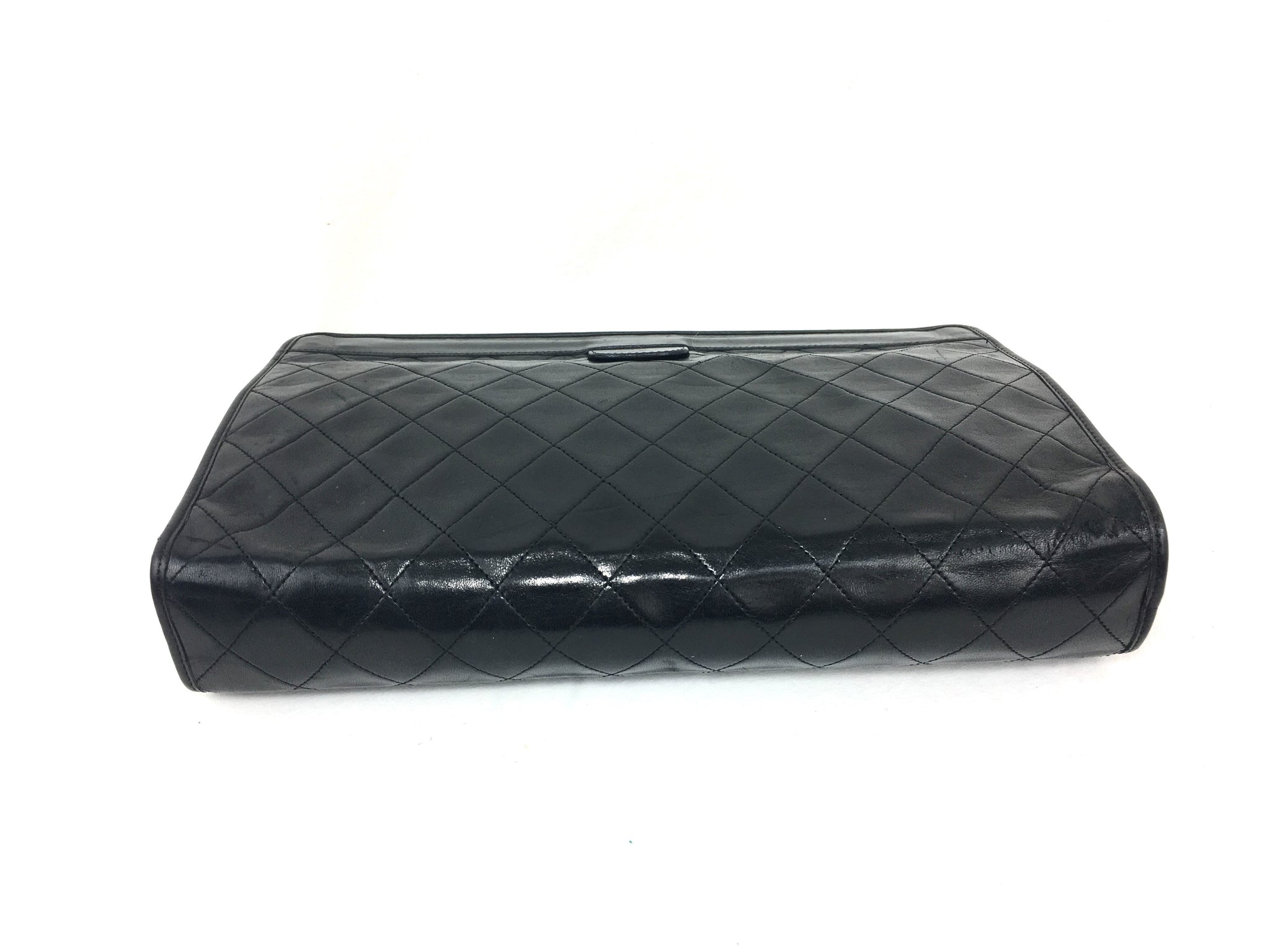 CHANEL Lambskin Black Quilted Evening Clutch