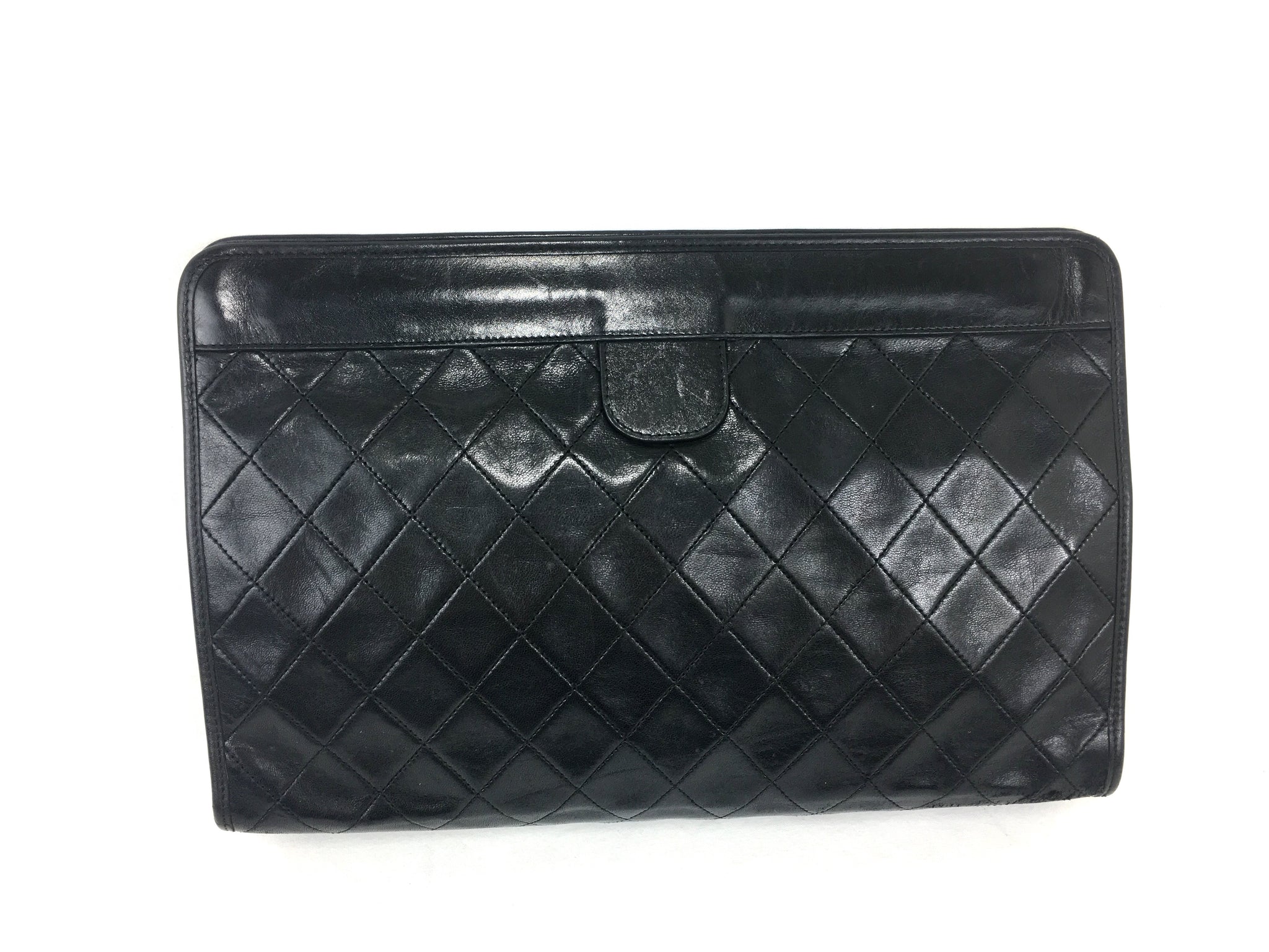 CHANEL Lambskin Black Quilted Evening Clutch