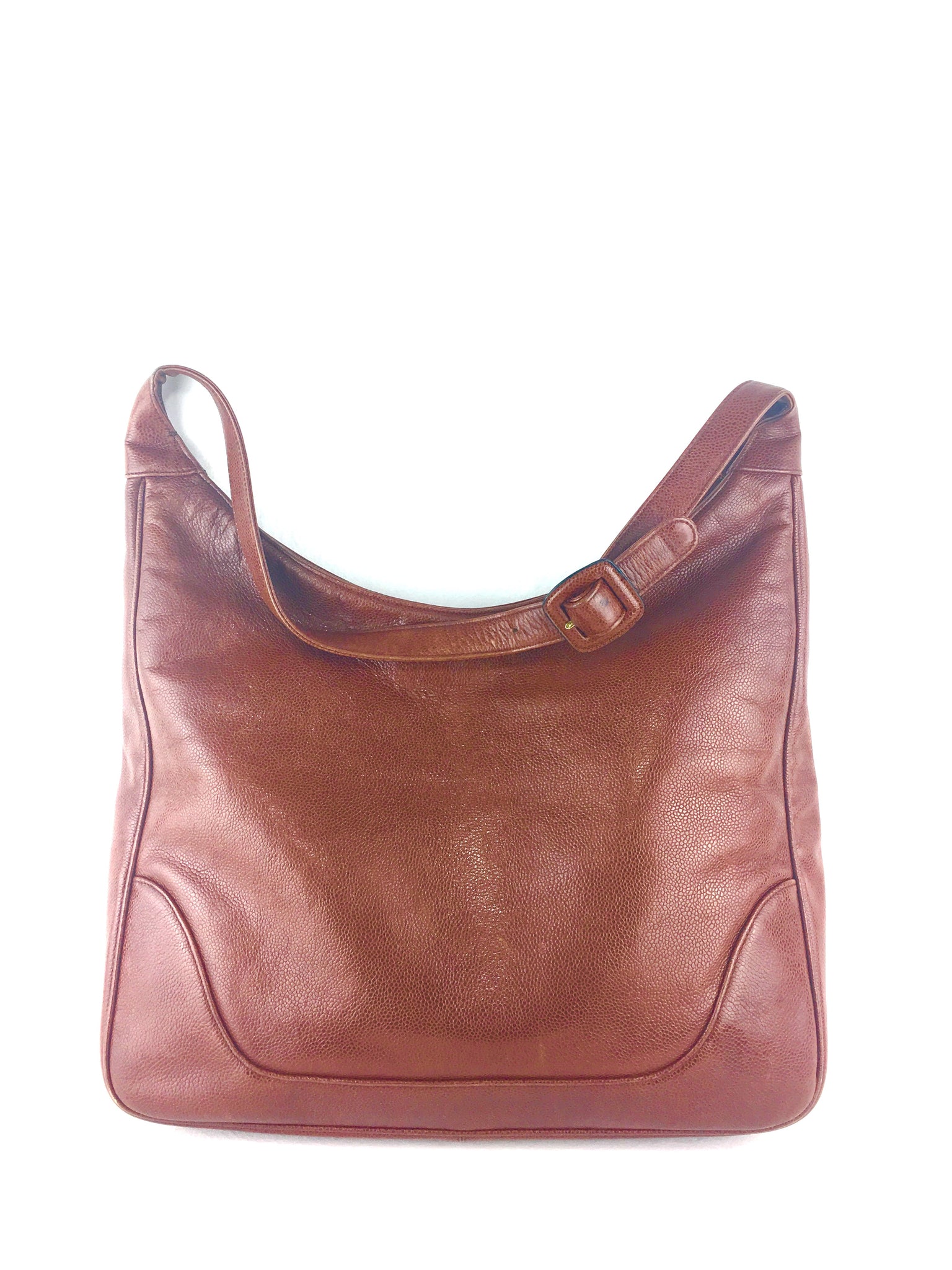 CHANEL Brown Caviar Leather Hobo Tote