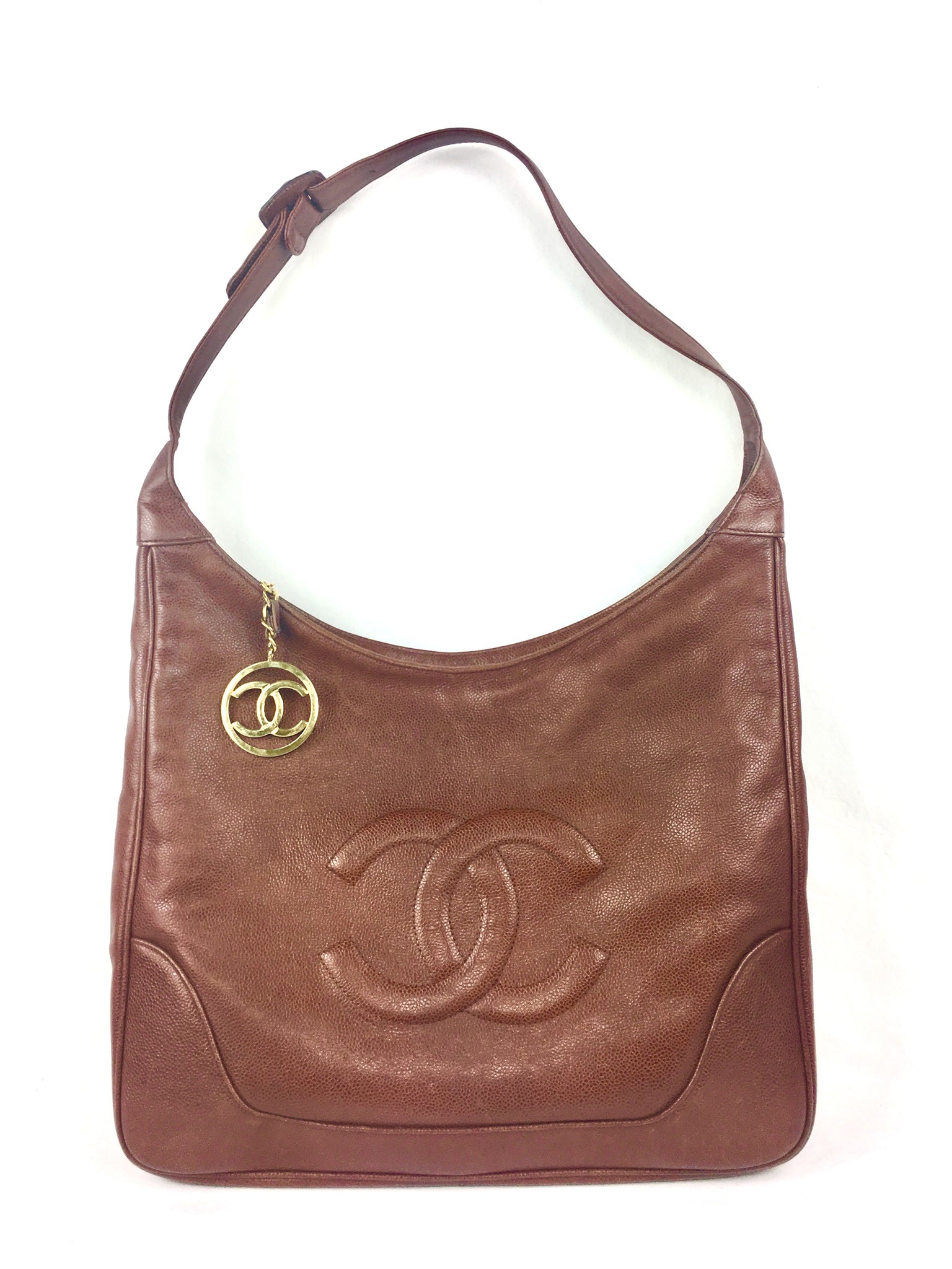 CHANEL Brown Caviar Leather Hobo Tote