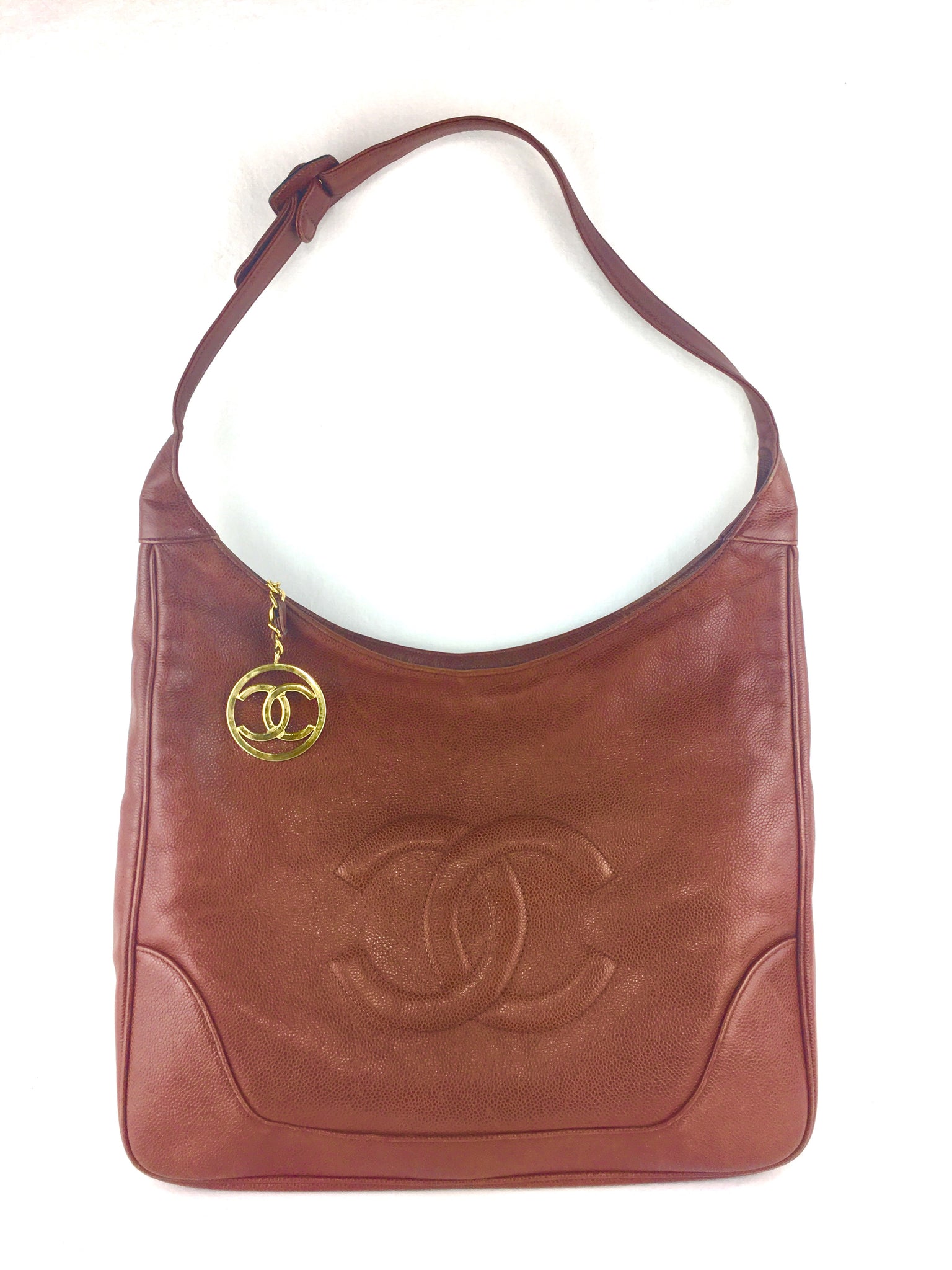 CHANEL Brown Caviar Leather Hobo Tote