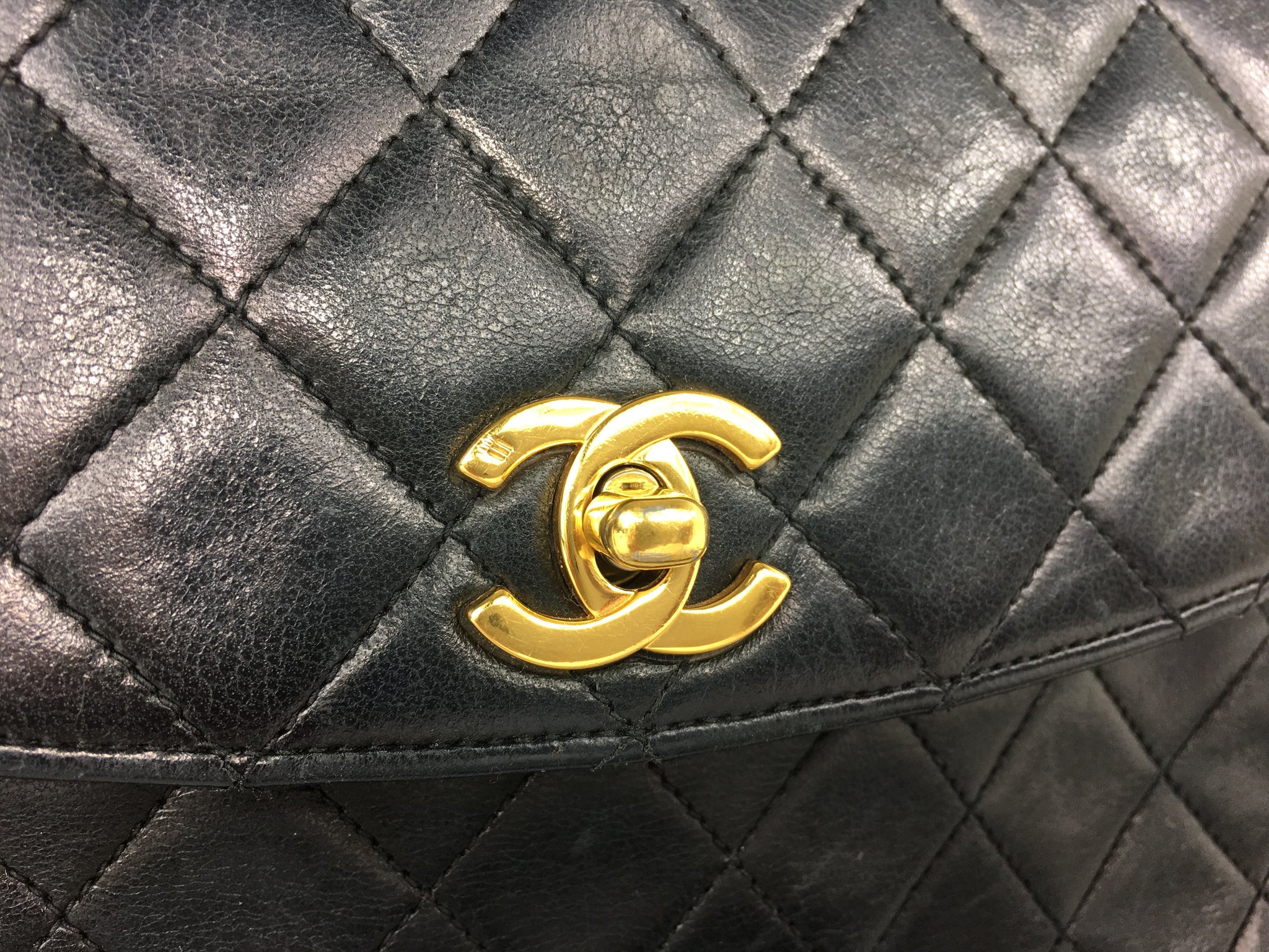 CHANEL Black Lambskin Flap Bag