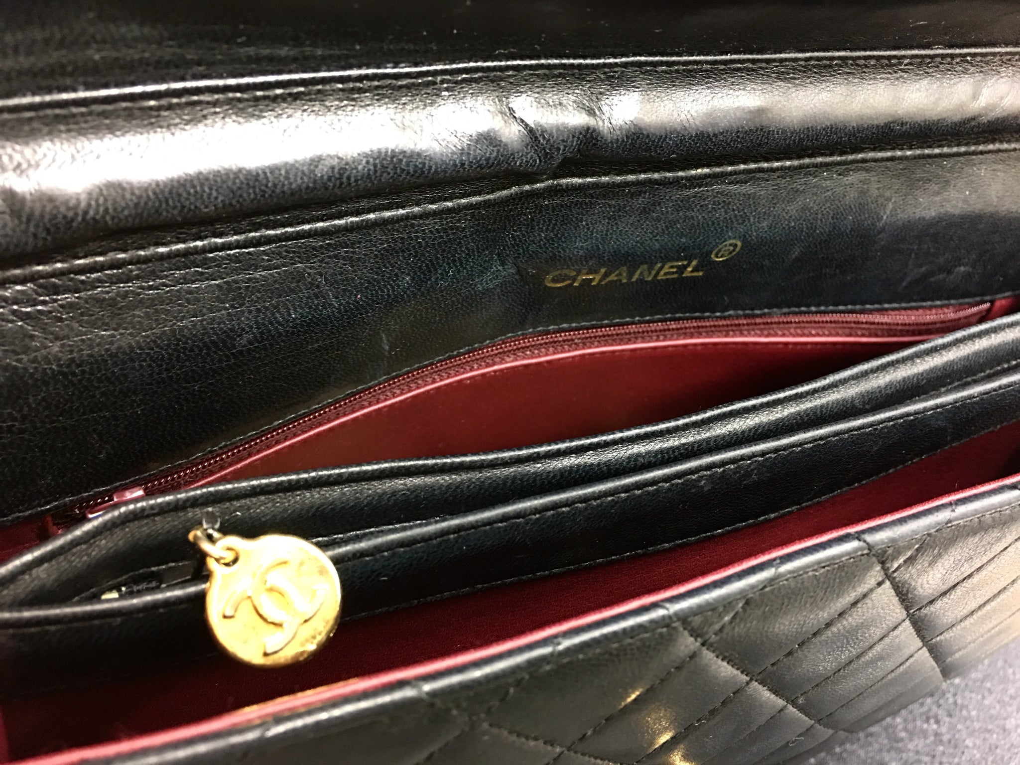 CHANEL Black Lambskin Flap Bag