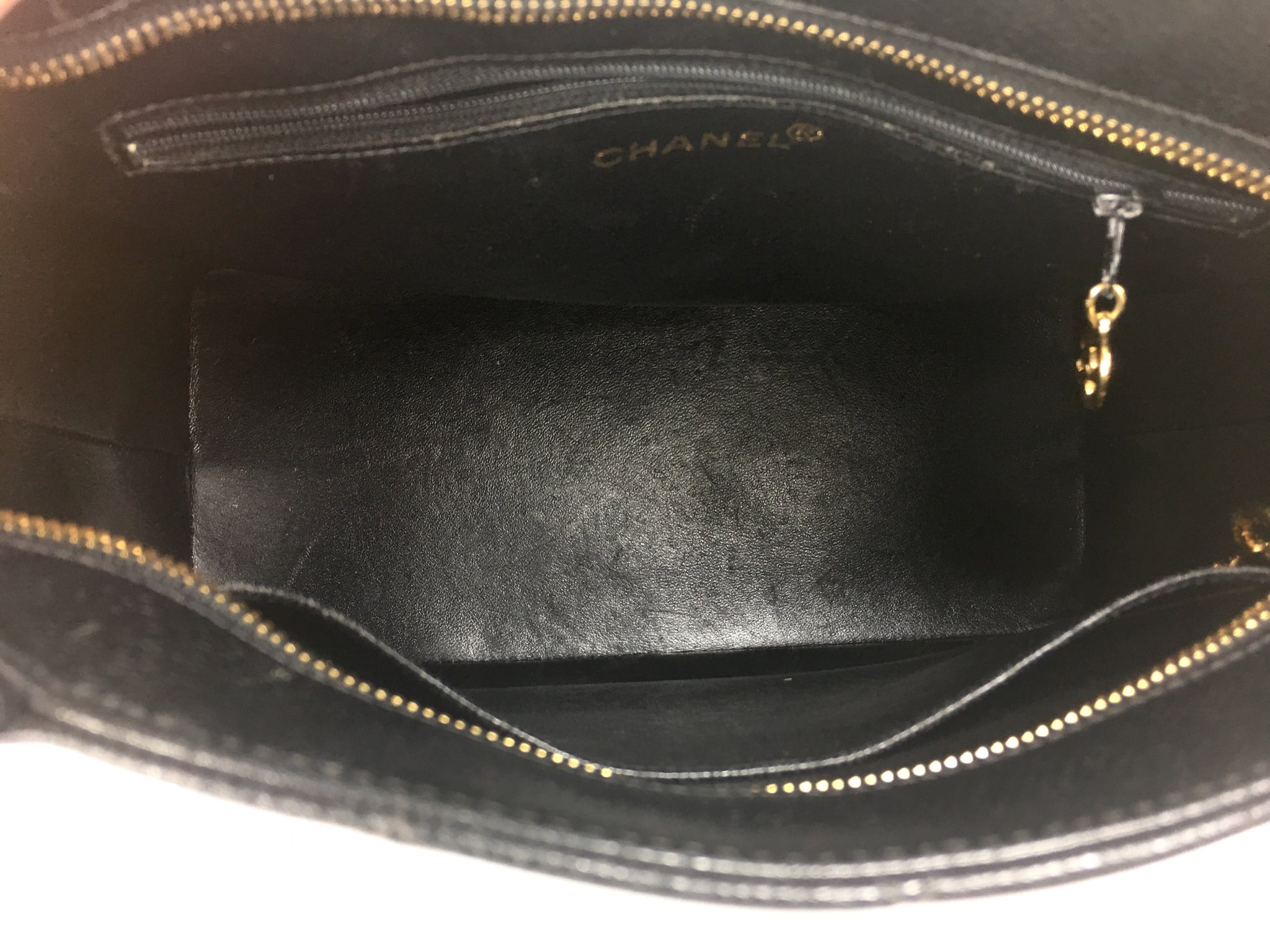 CHANEL Black Caviar Leather Medallion Tote