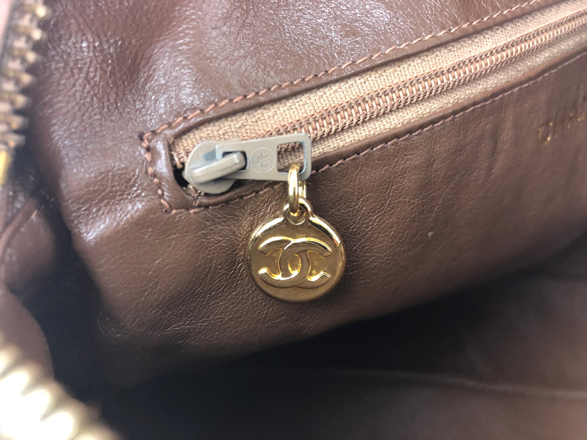 CHANEL CC Logo Lambskin Taupe Crossbody Shoulder Bag