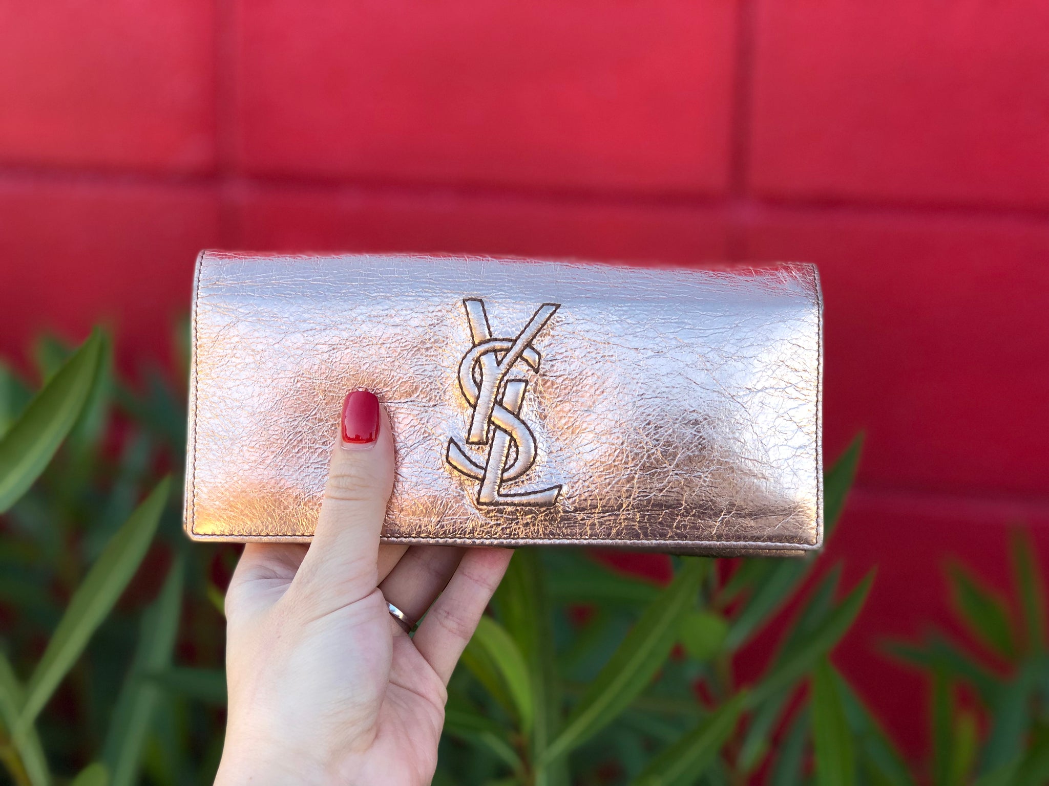 YSL Metallic Wallet Clutch