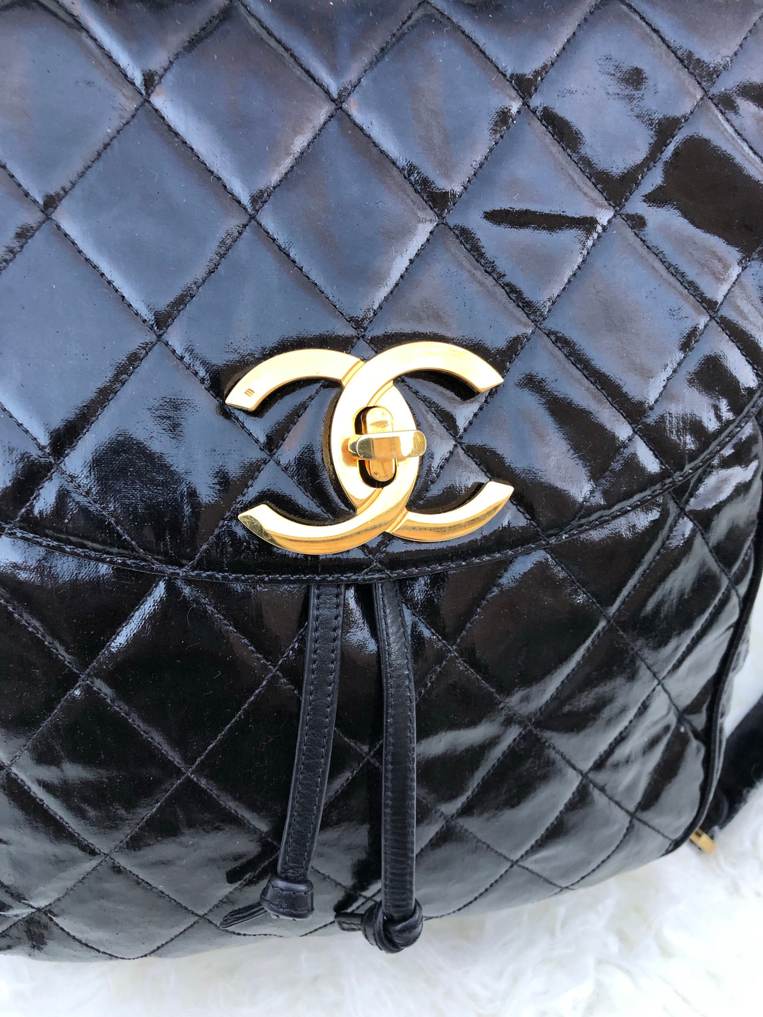 CHANEL Black Vinyl Backpack