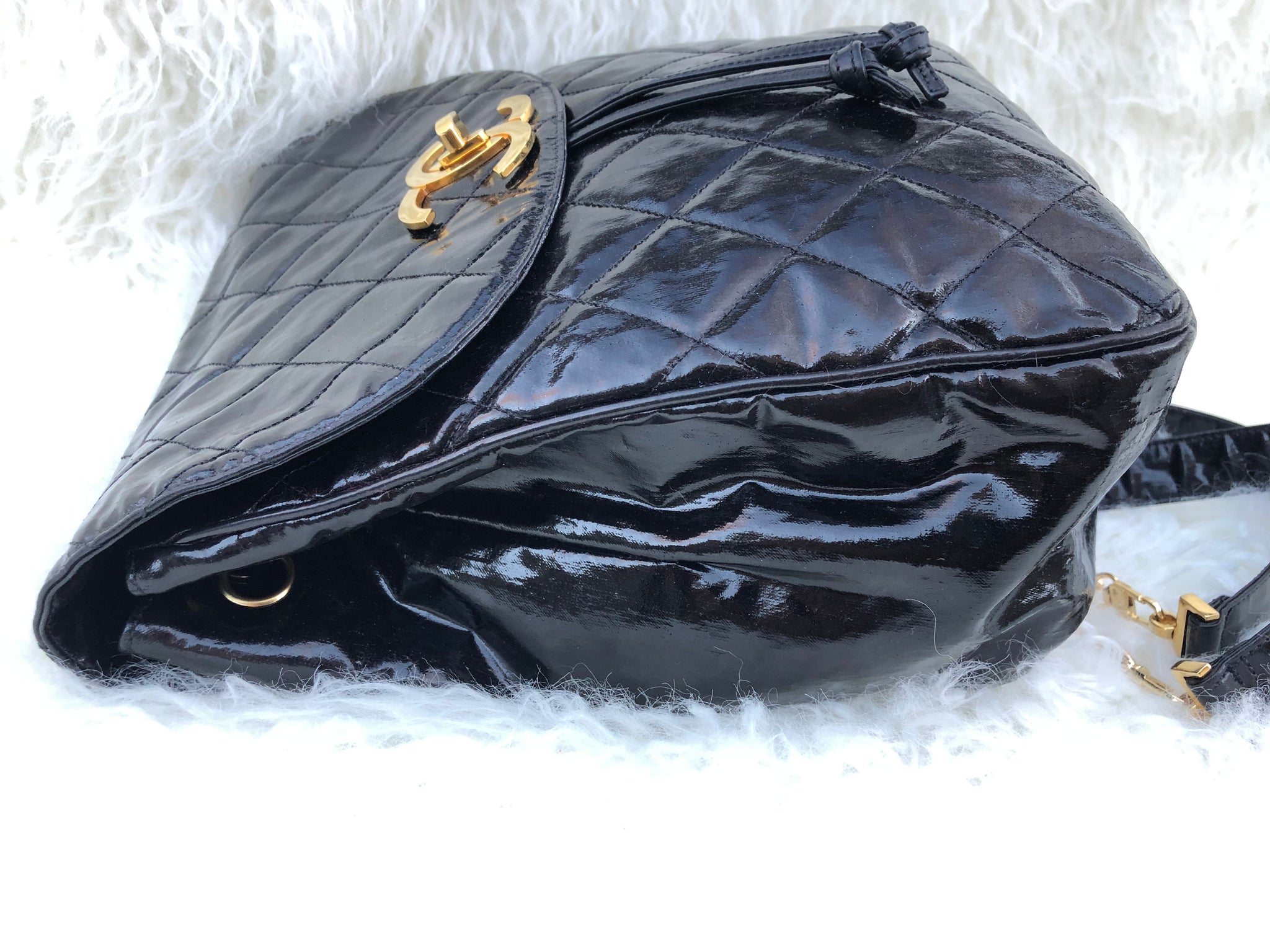 CHANEL Black Vinyl Backpack