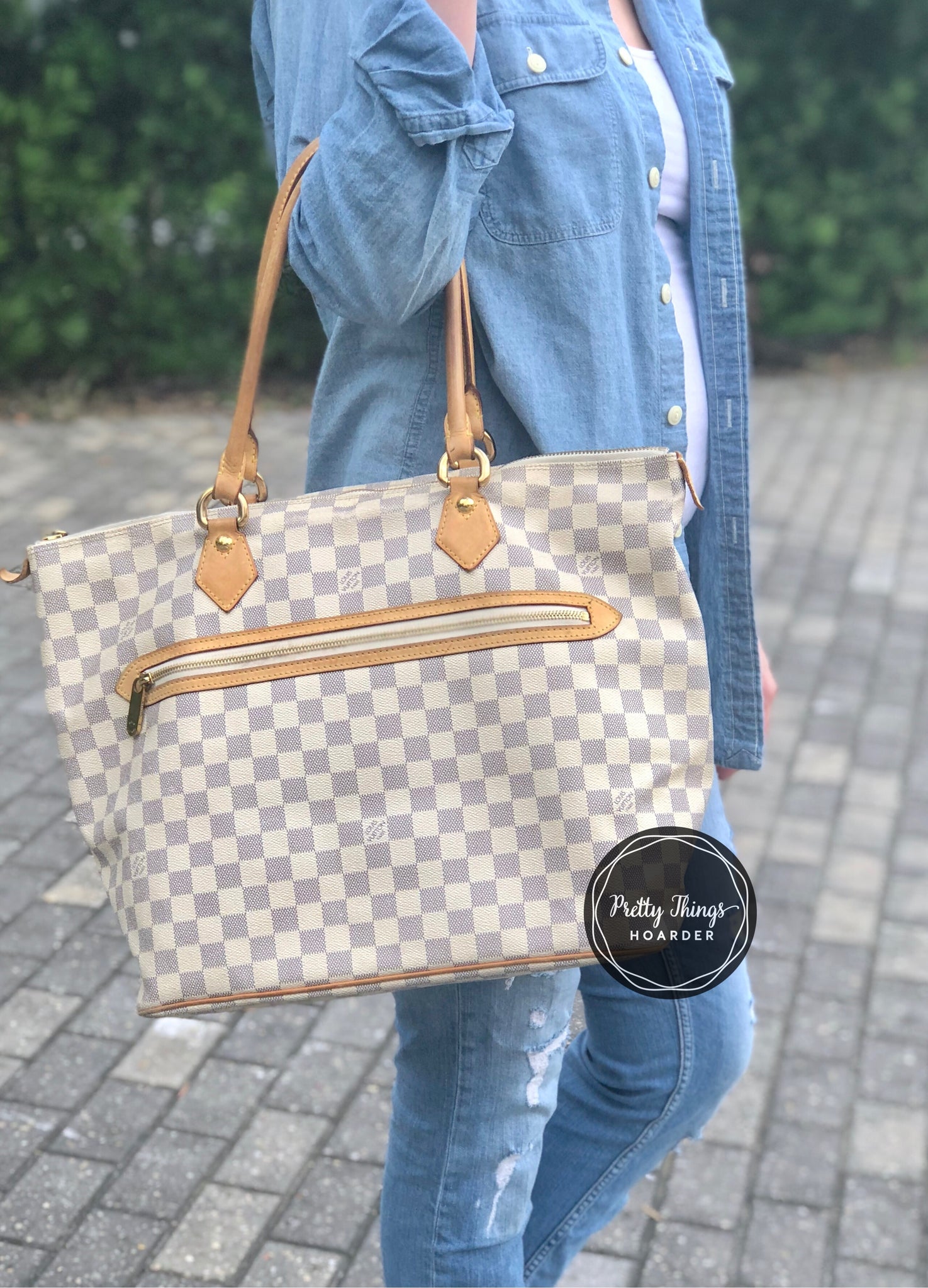 LOUIS VUITTON Damier Azur Saleya GM