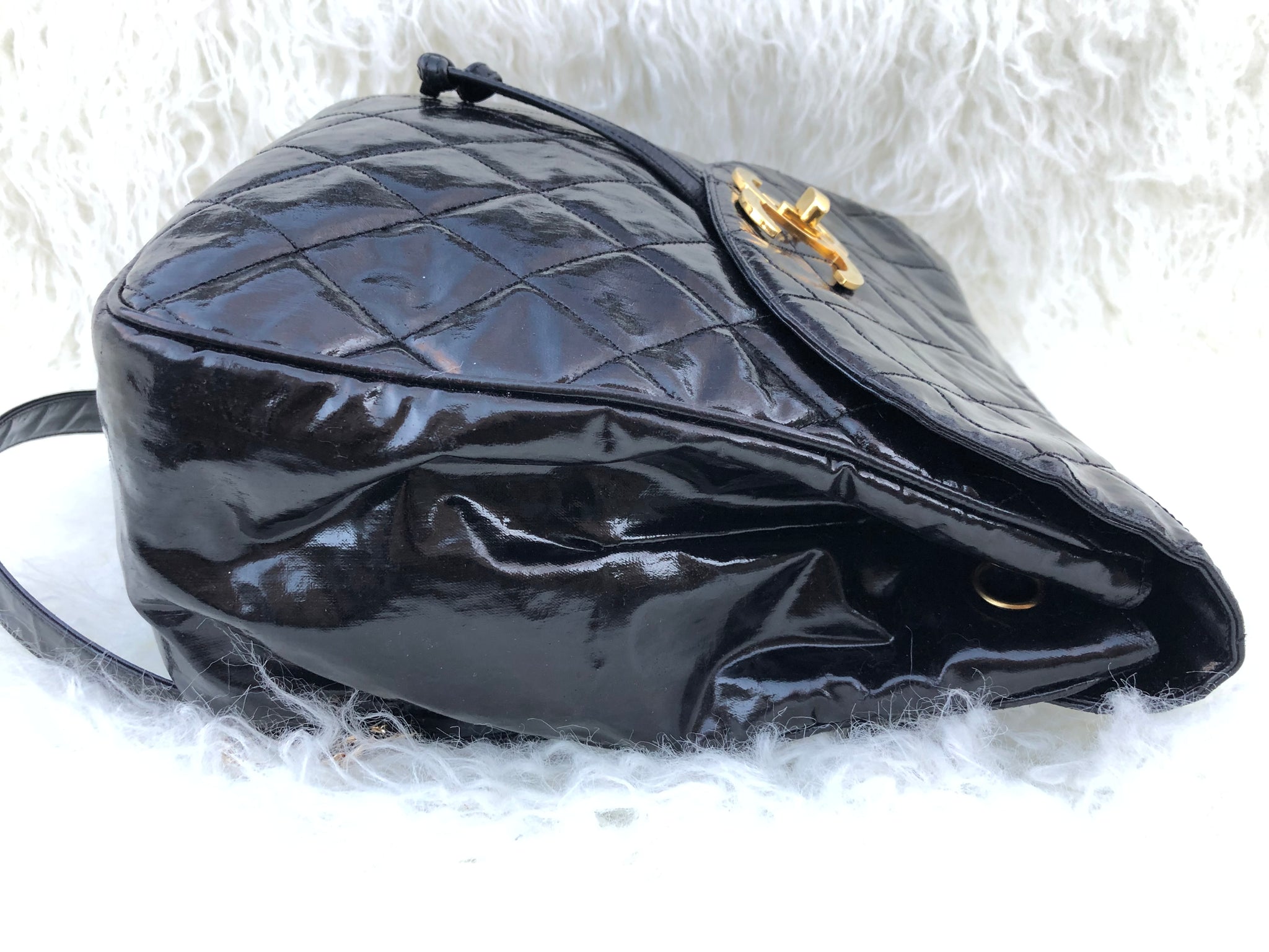 CHANEL Black Vinyl Backpack