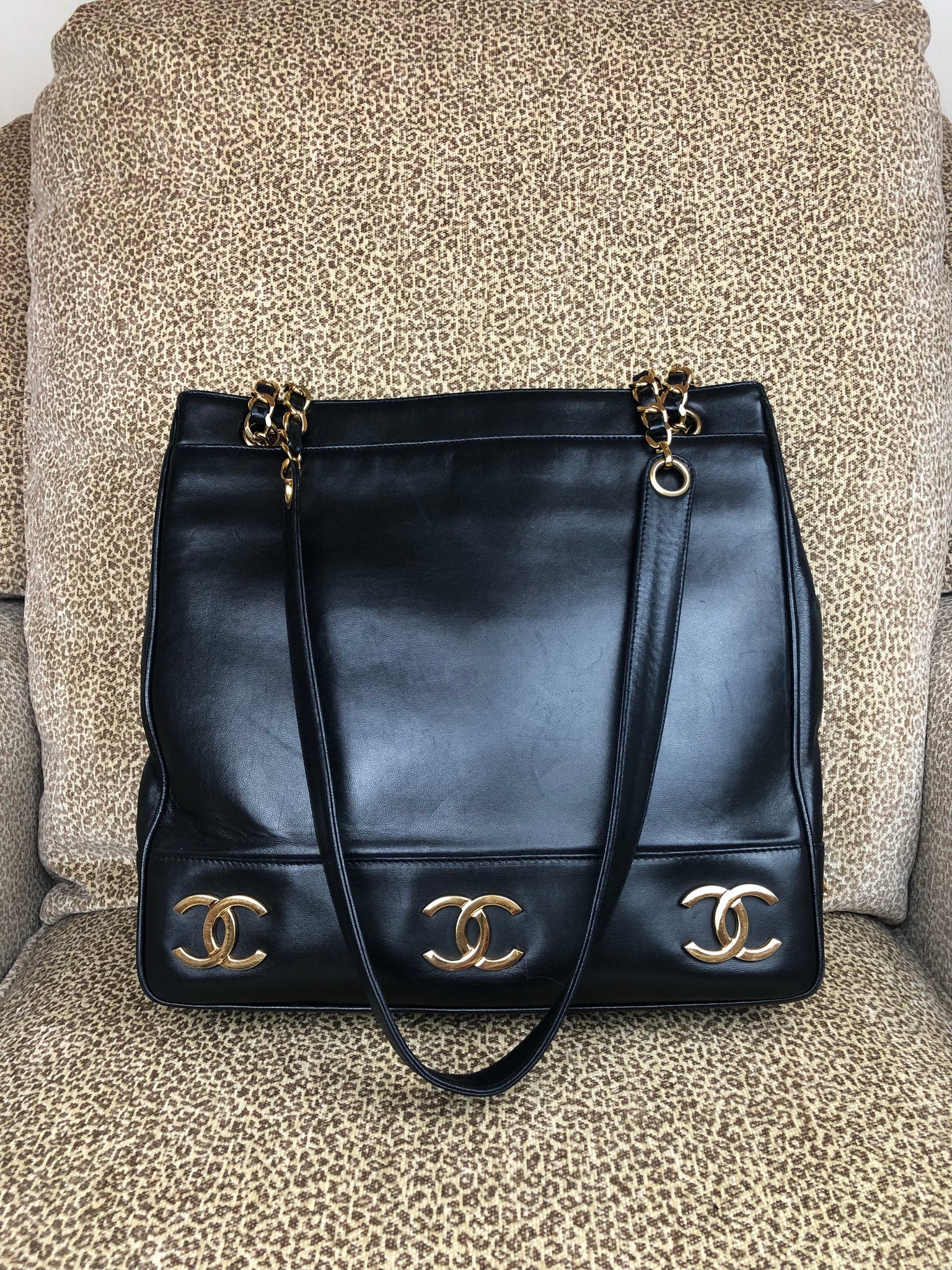 CHANEL Triple CC Black Lambskin Tote