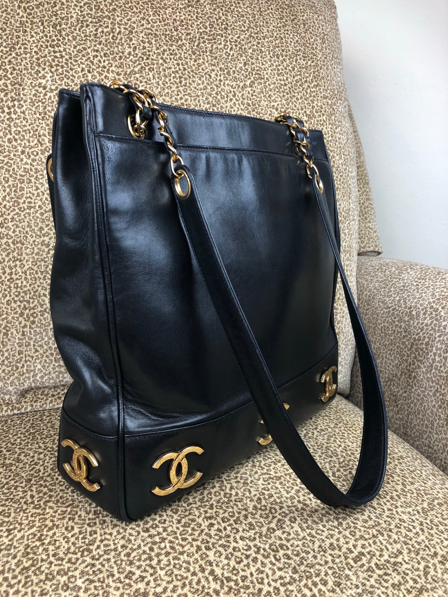 CHANEL Triple CC Black Lambskin Tote