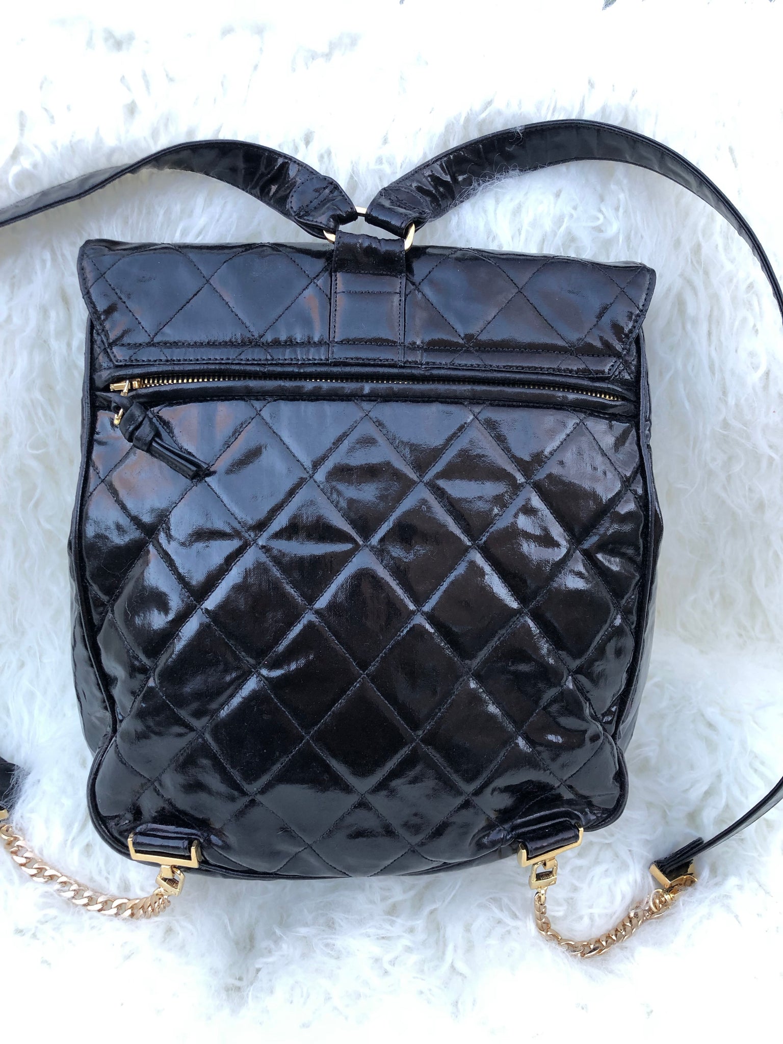 CHANEL Black Vinyl Backpack