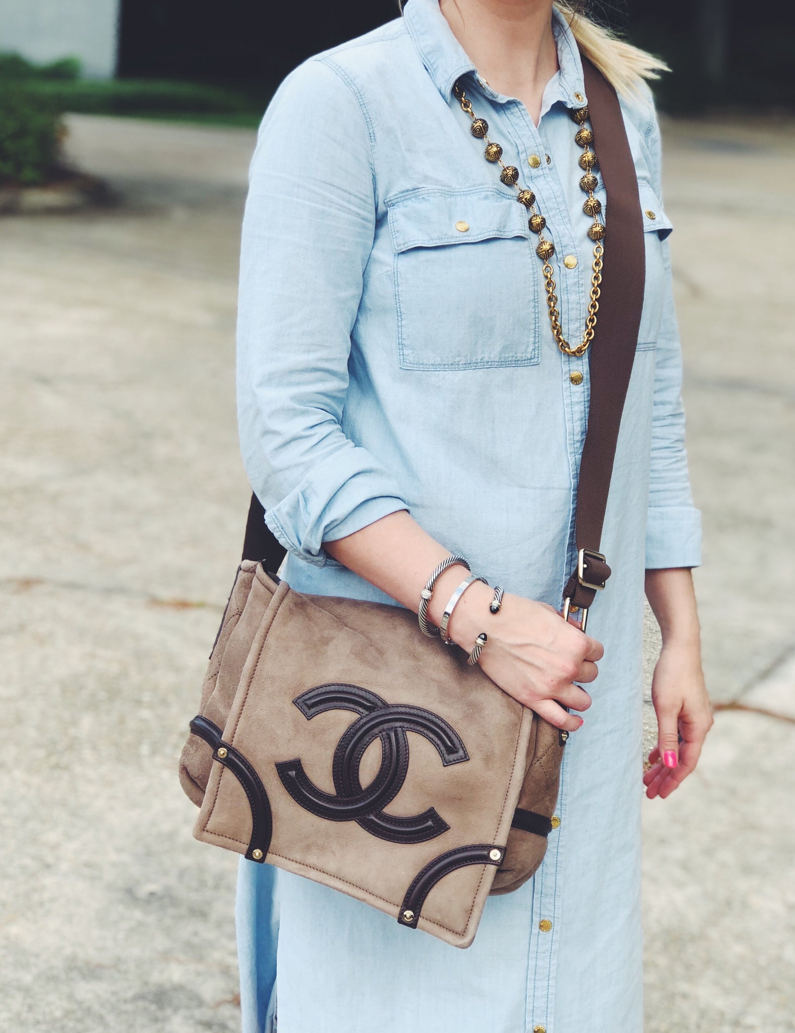 CHANEL Suede Crossbody Bag