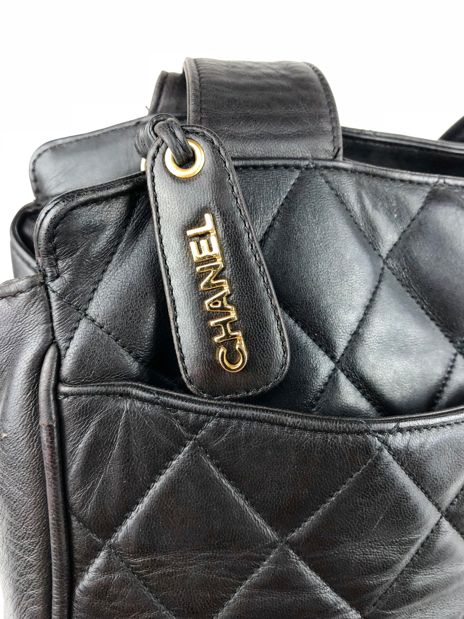 CHANEL Lambskin Dark Brown Large Tote