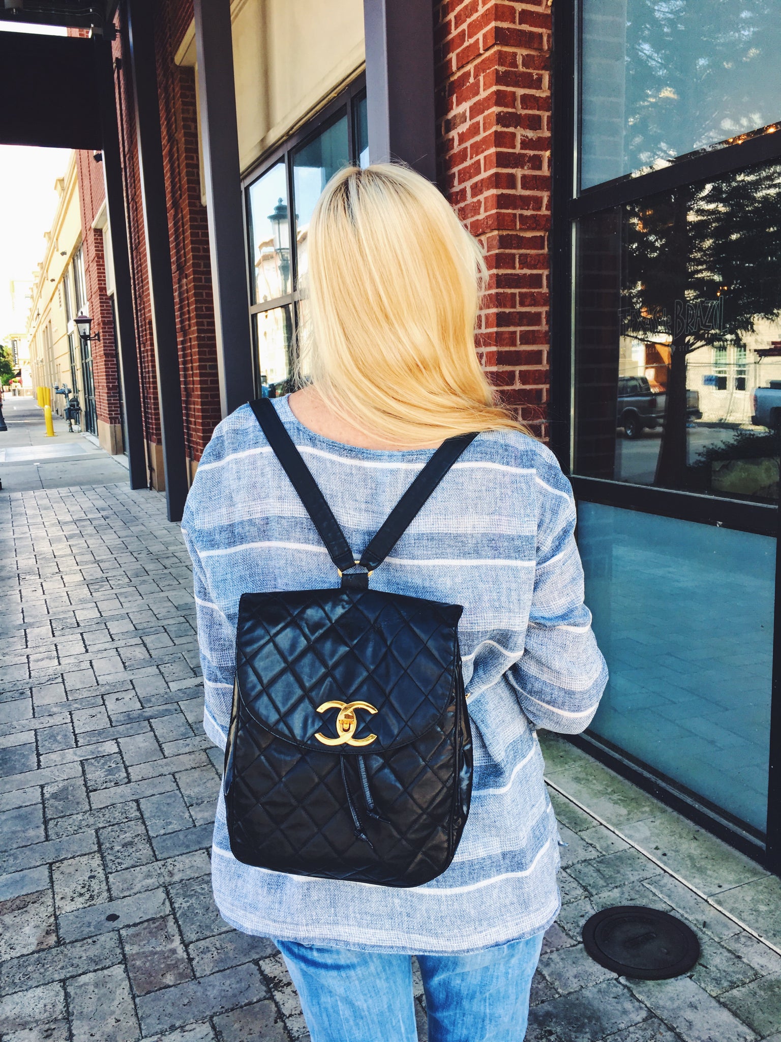 CHANEL Black Vinyl Backpack