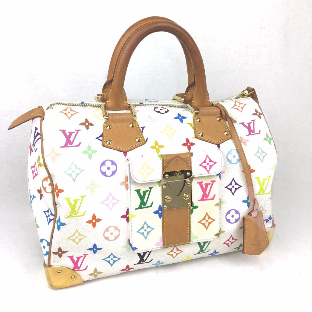 Buy Pre-owned & Brand new Luxury Louis Vuitton White Monogram Multicolor  Speedy 30 Bag Online