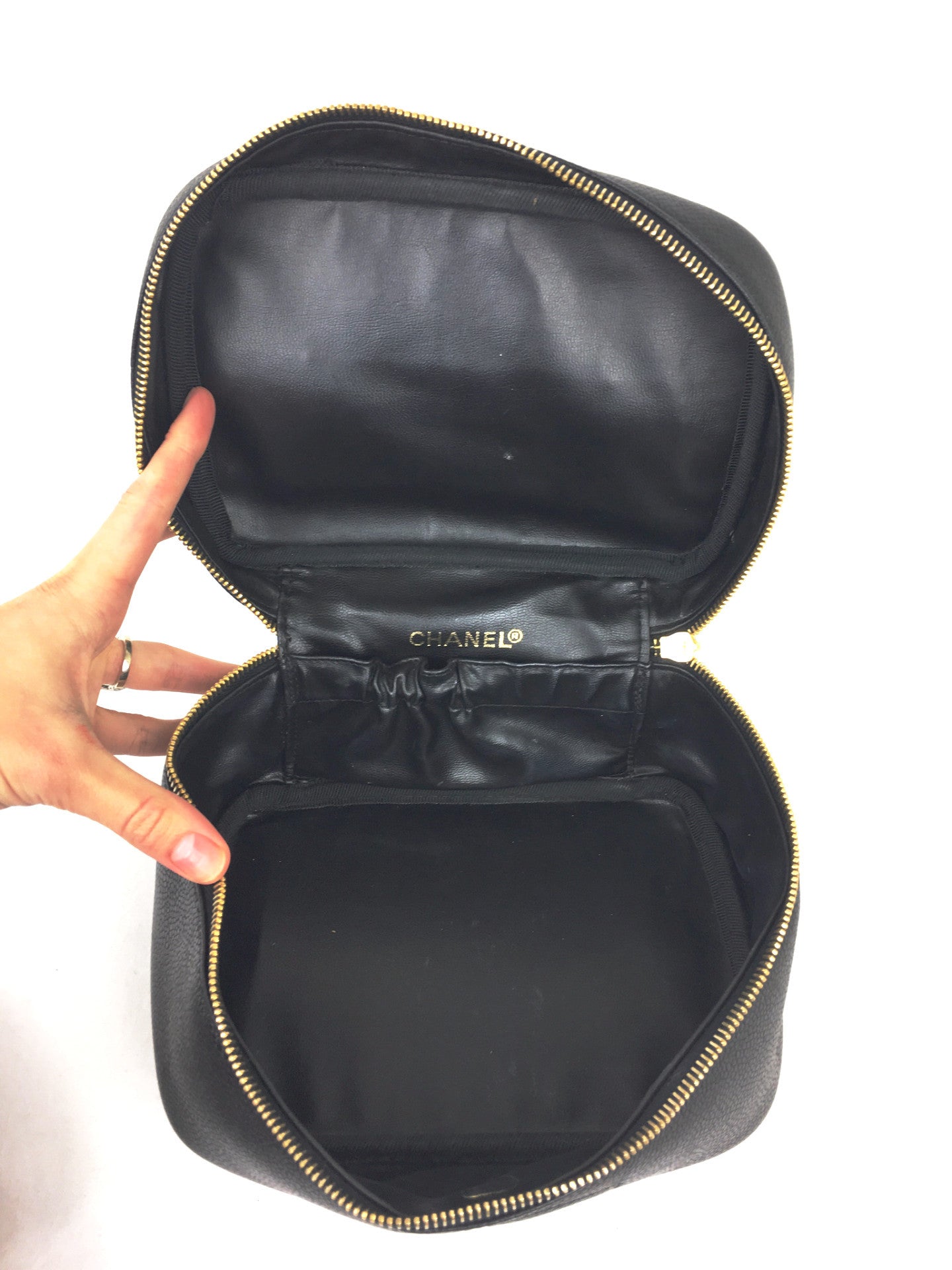 CHANEL Black Makeup Case (Caviar Leather)