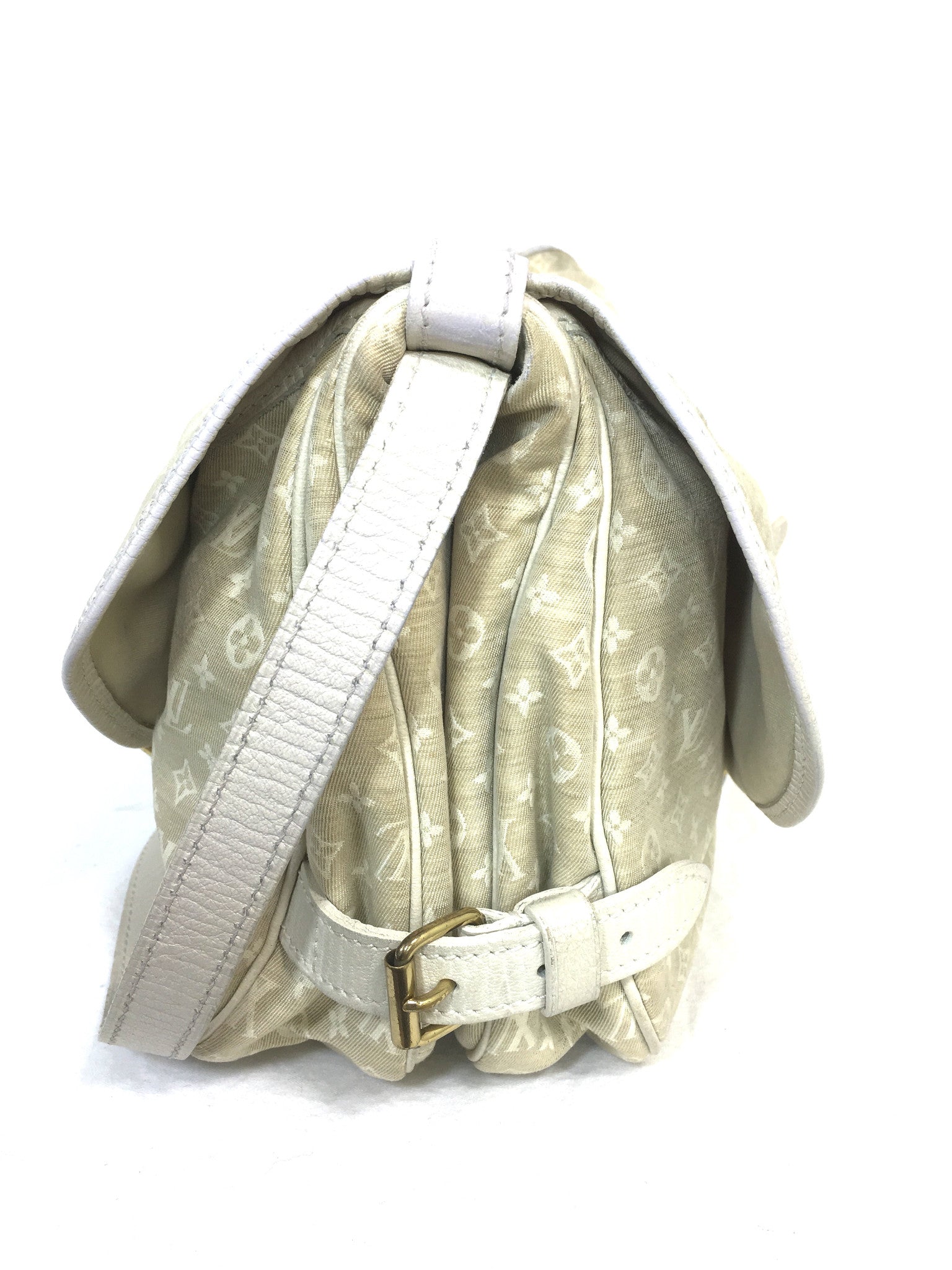 Louis Vuitton Monogram Mini Lin Saumur Brown Leather Cotton Cloth ref.83051  - Joli Closet