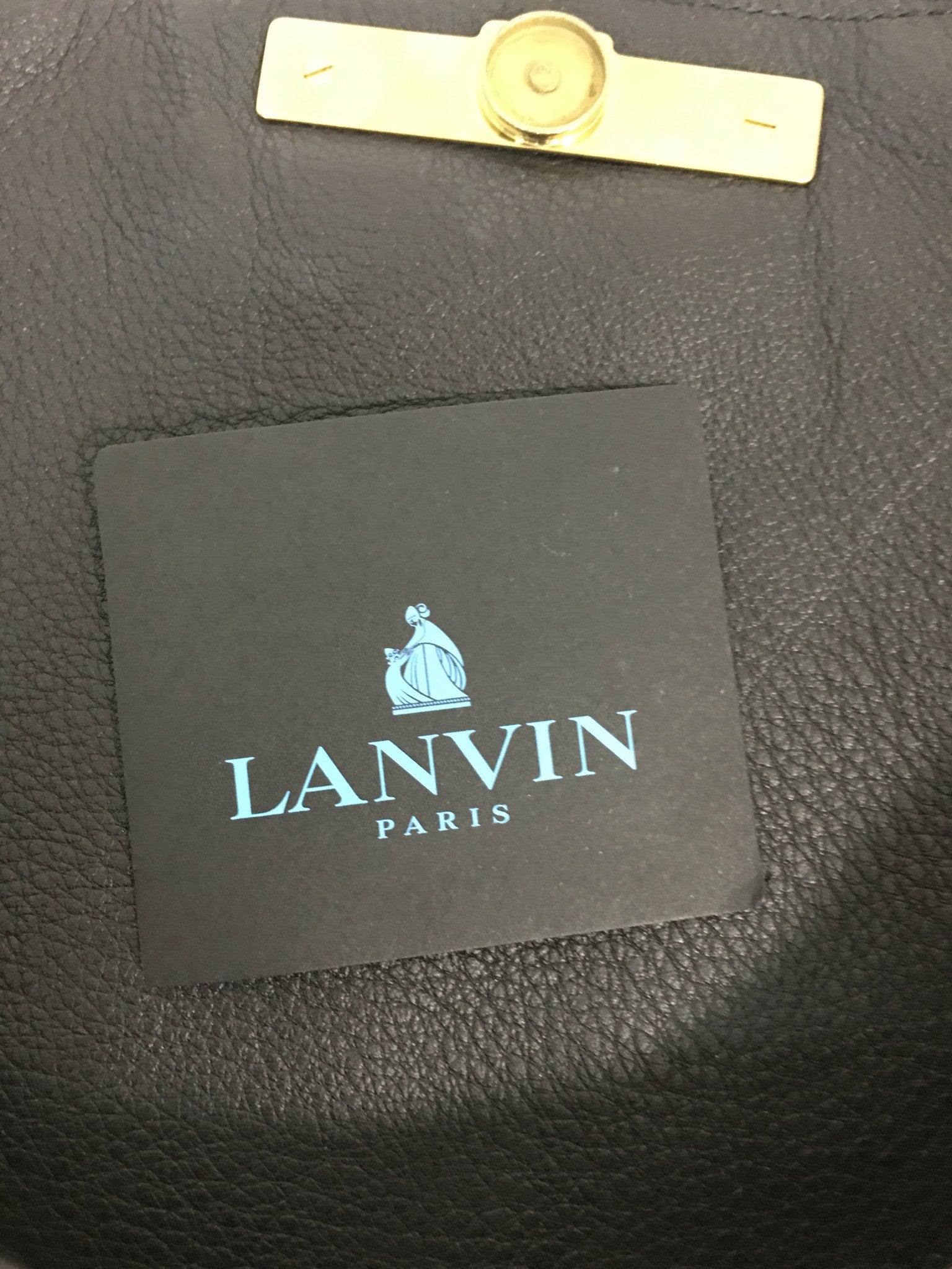 LANVIN Black Leopard Pony Hair Flap Clutch