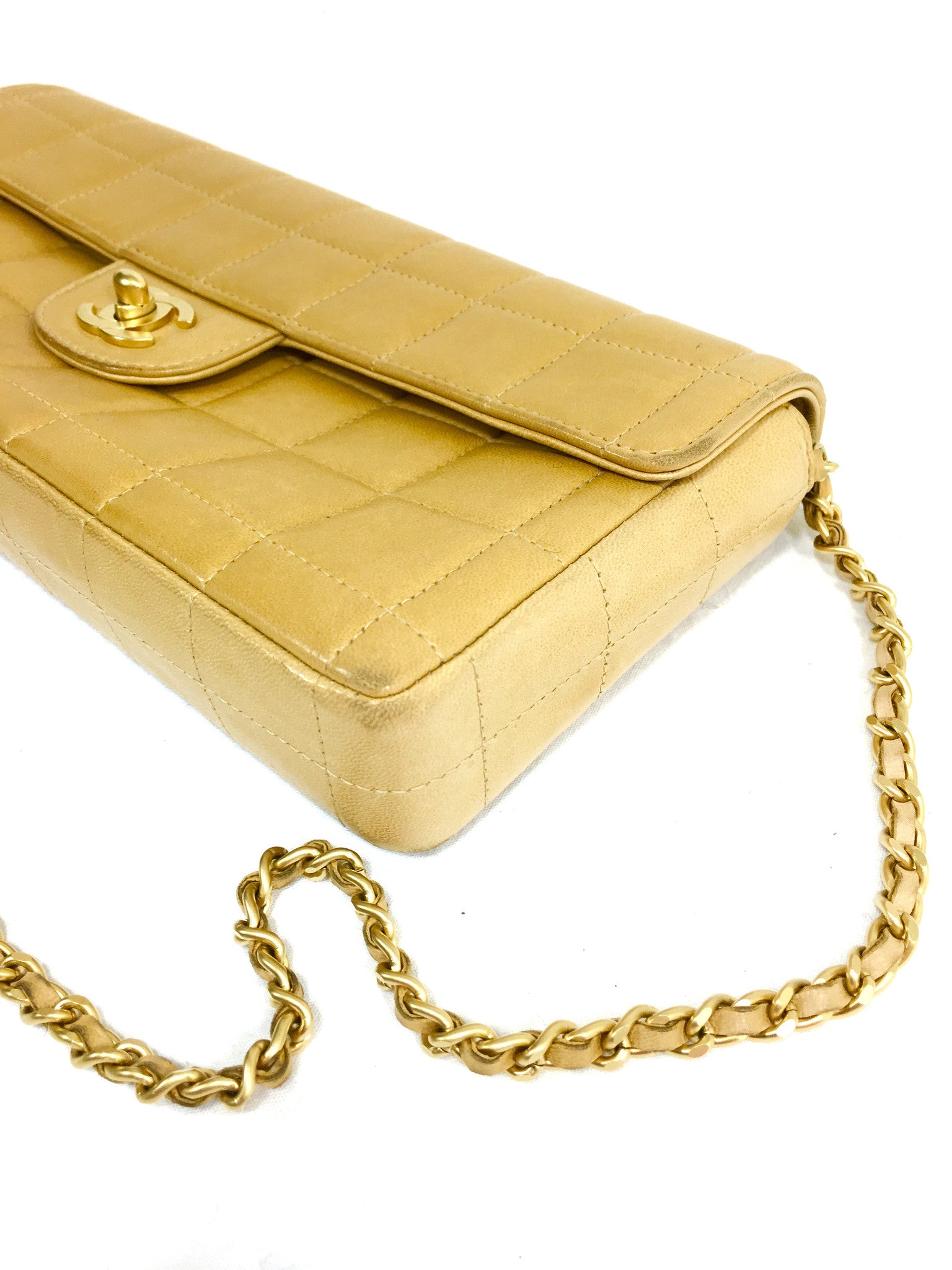 CHANEL Camel Lambskin Chocolate Bar Evening Bag