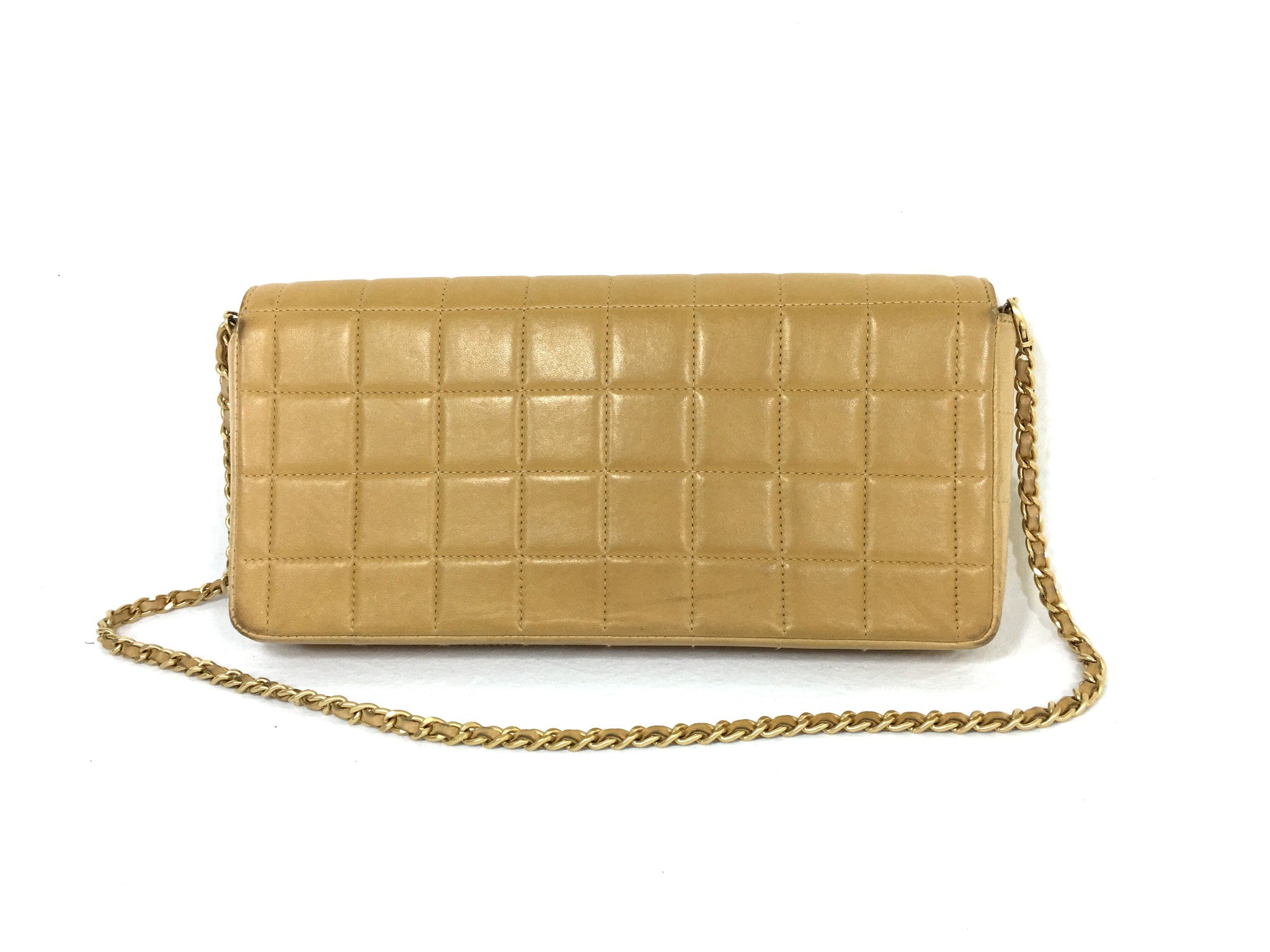 CHANEL Camel Lambskin Chocolate Bar Evening Bag