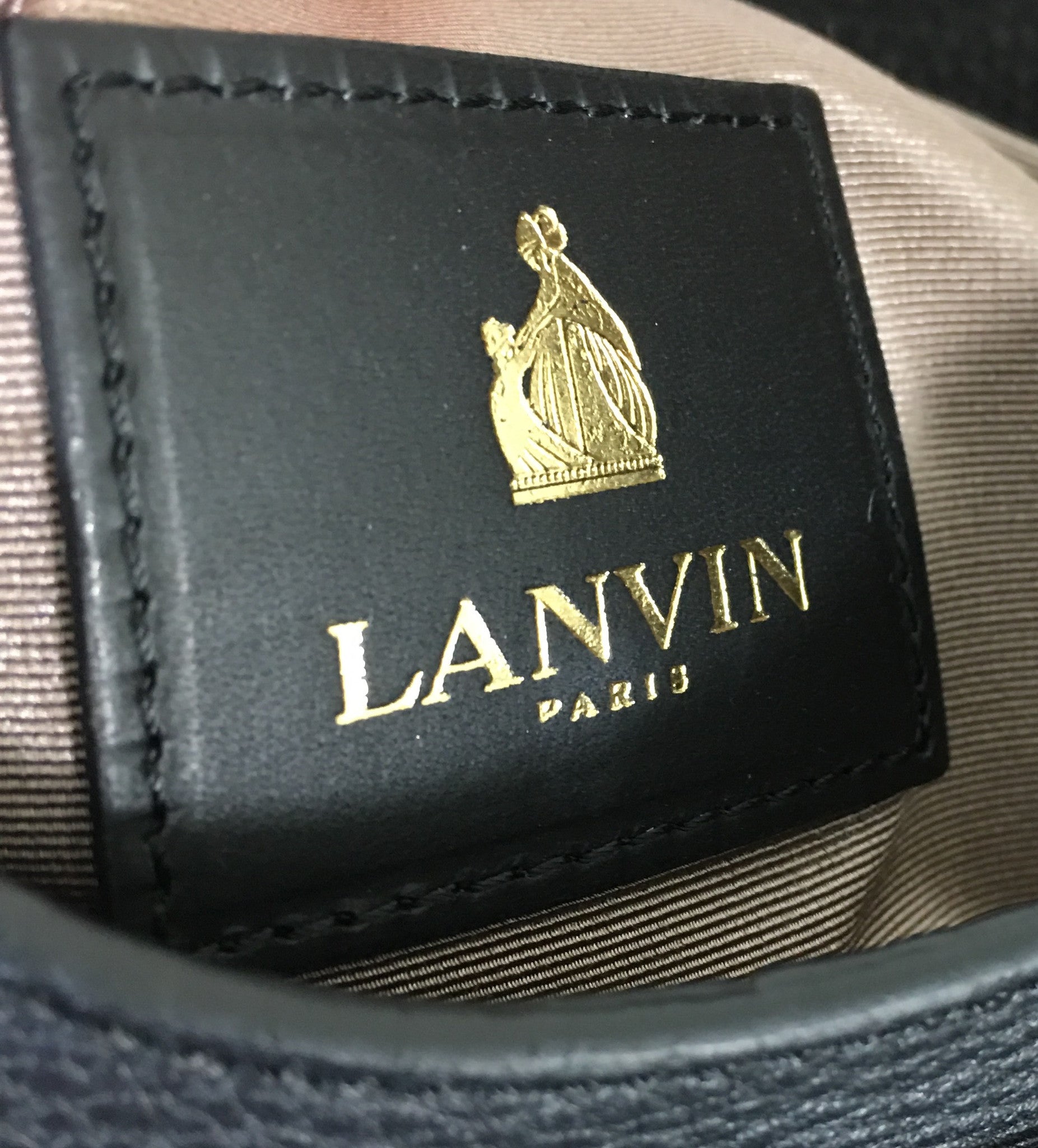 LANVIN Black Leopard Pony Hair Flap Clutch