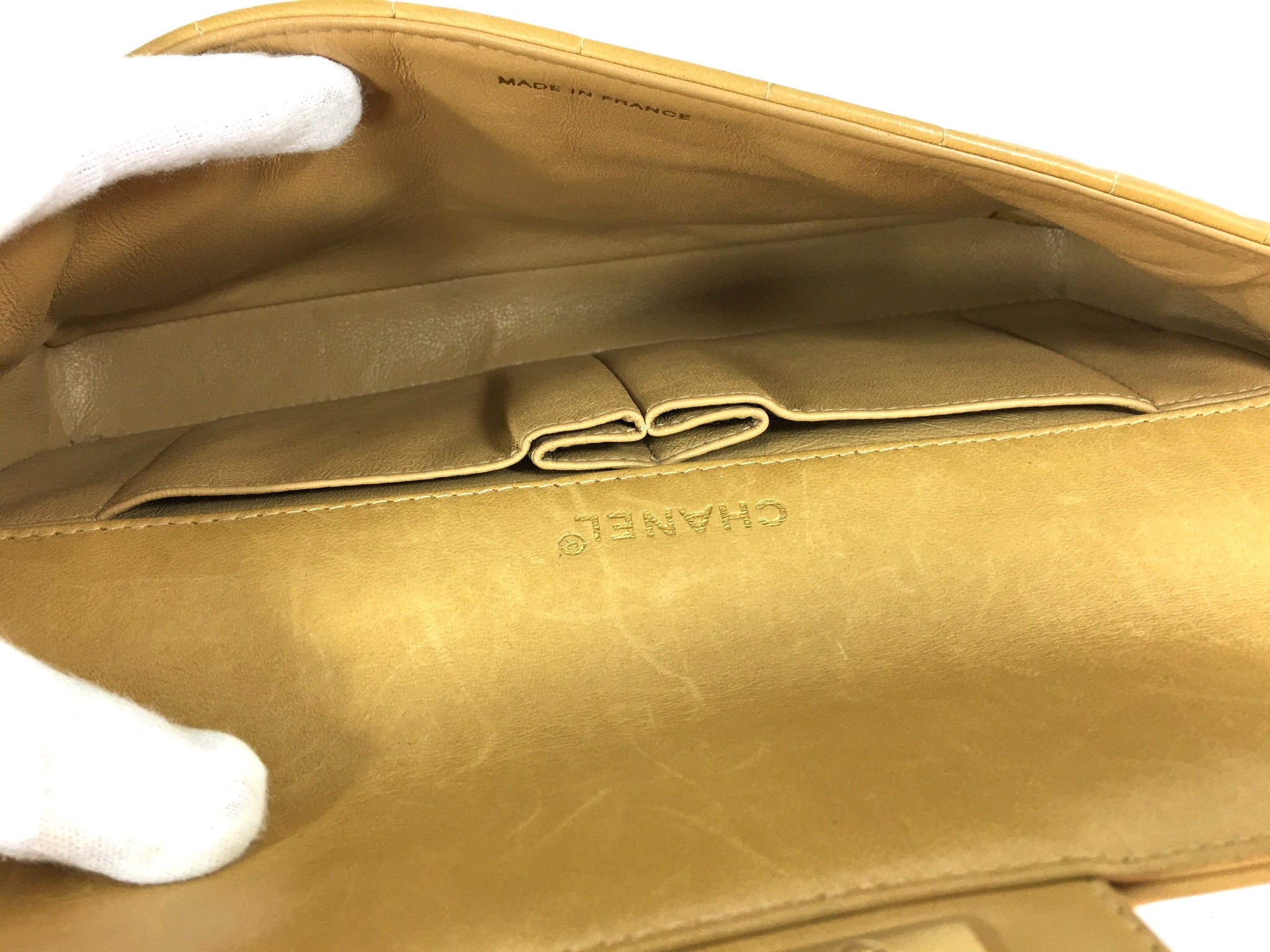 CHANEL Camel Lambskin Chocolate Bar Evening Bag