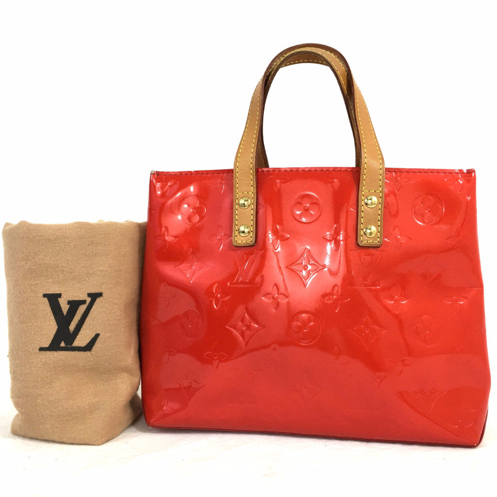 Louis Vuitton Red Monogram Vernis Reade MM Tote Bag 4LV106 at