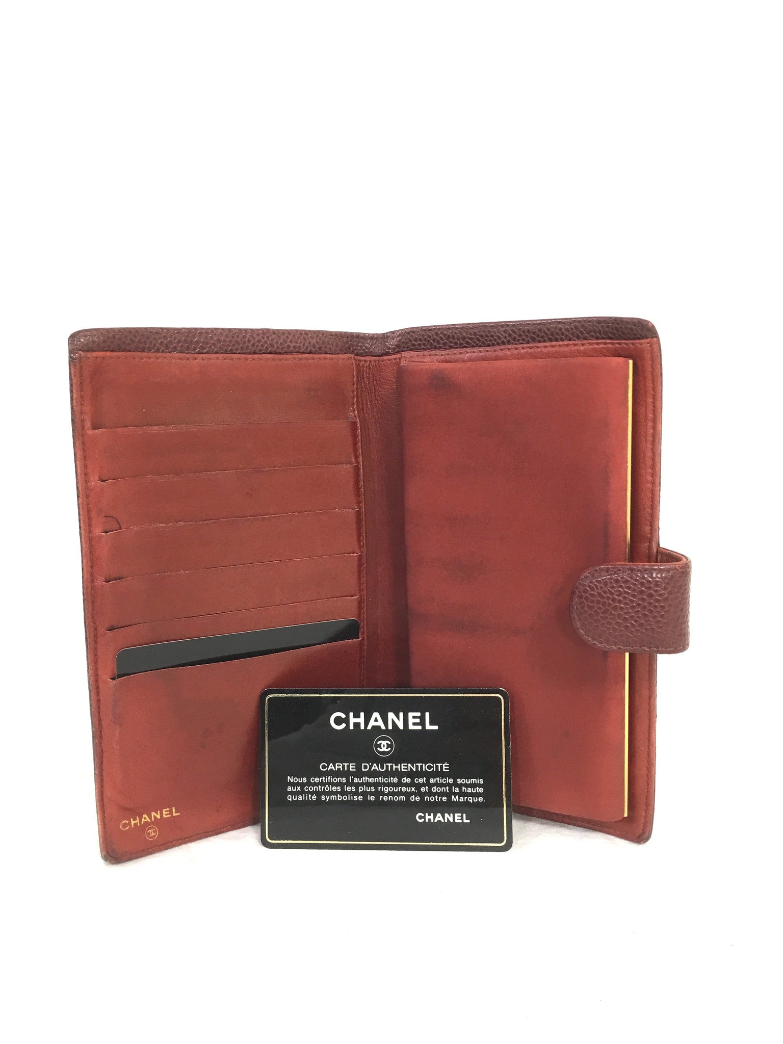 CHANEL Long Wallet Bordeaux/Burgundy Leather